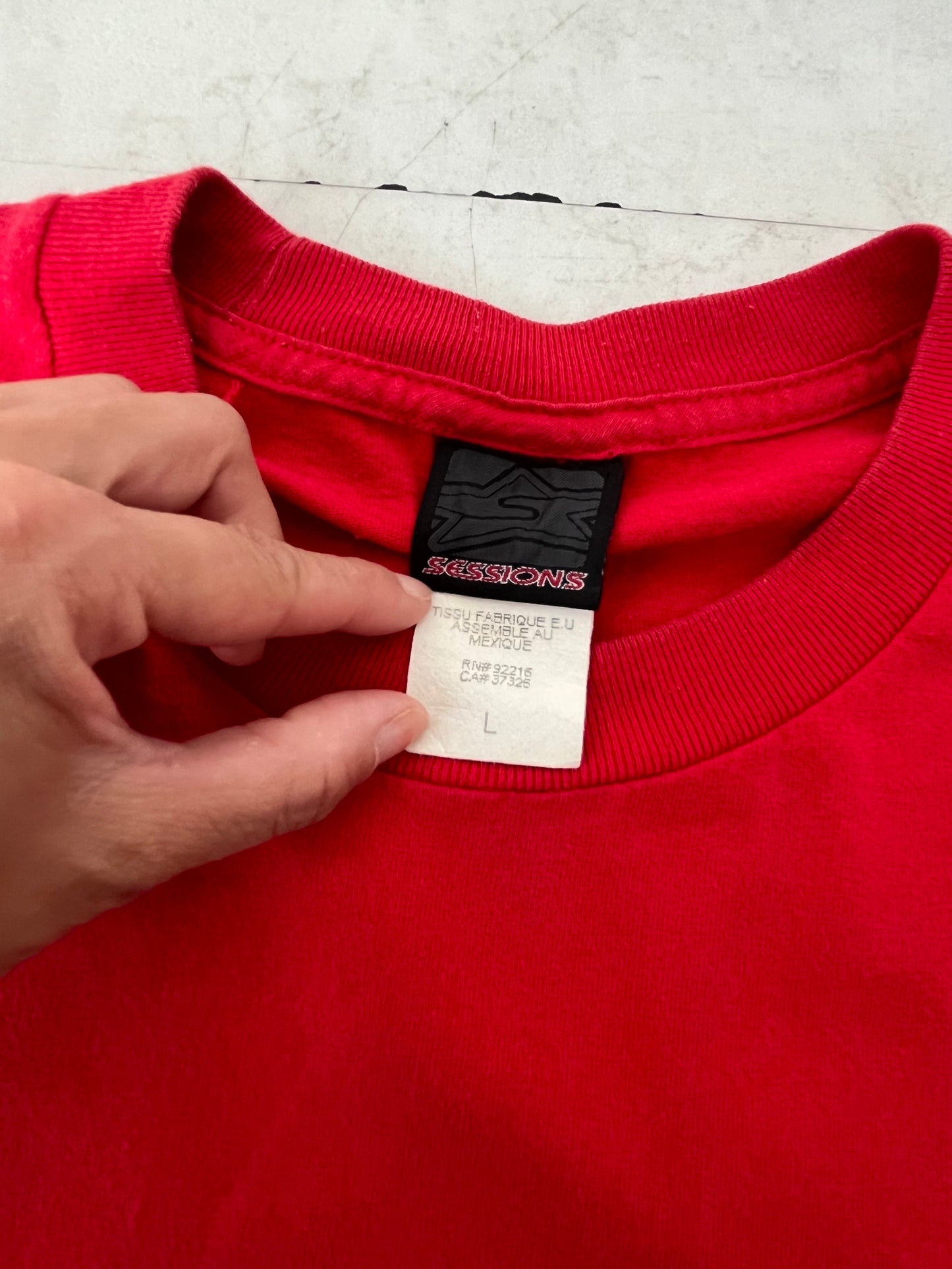 00's sessions simple logo T-shirt (men's L)