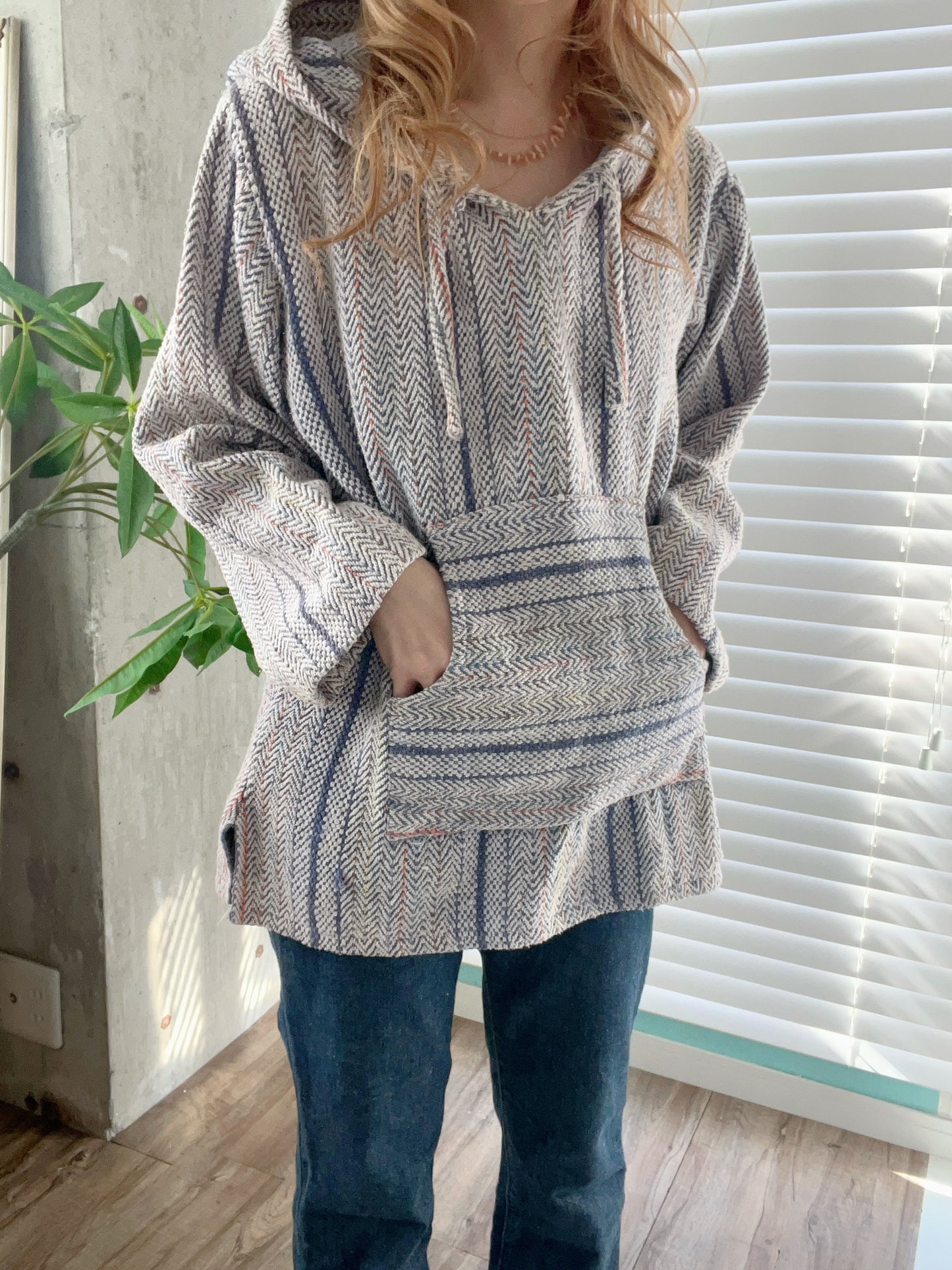 Light Blue mexican parka Baja Hoodie (About women's L)