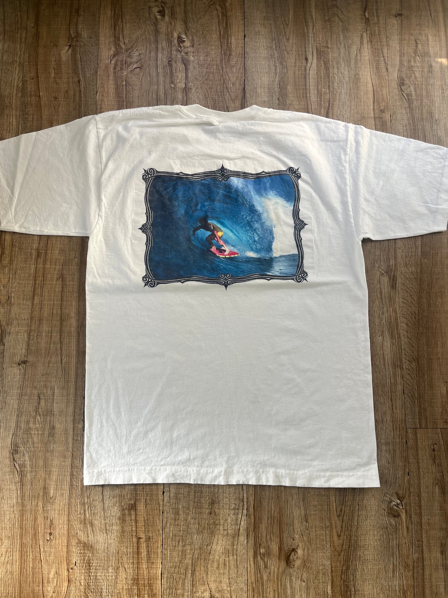 【vintage】90's Aaron Chang Surfing Photo Graphic T-shirt Made in USA(men's L)