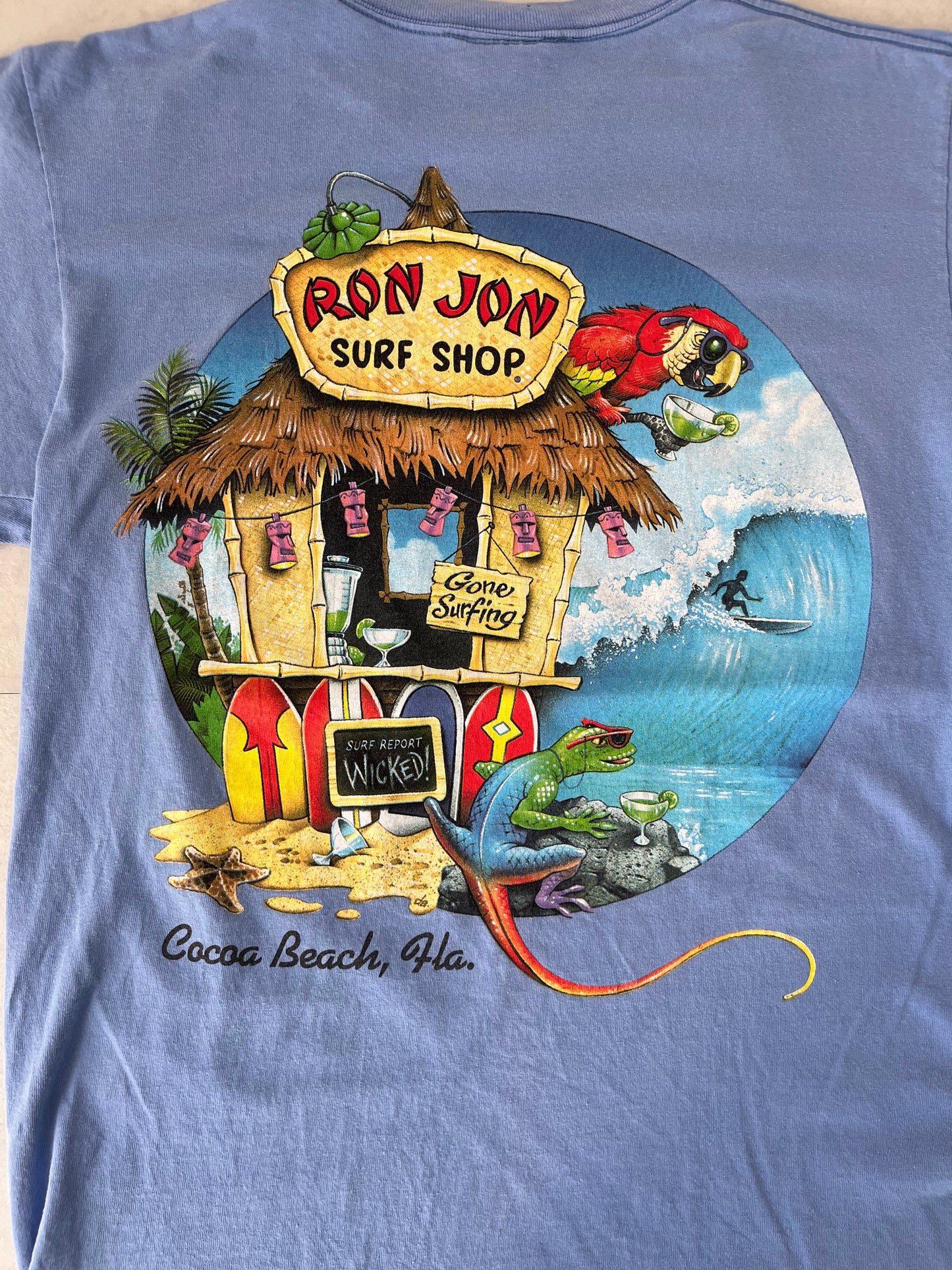90's Ronjon Surf Shop Gone Surfing Cocoa Beech T-shirt Made in USA (men's L)
