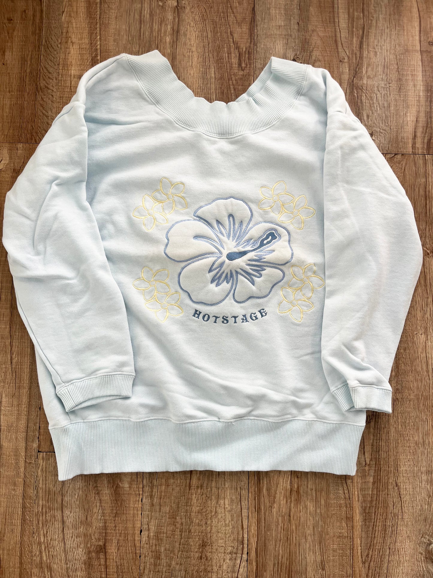 【Girls Surf Collection】90's HOT STAGE Hibiscus Sweat shirt Blue(Free size)