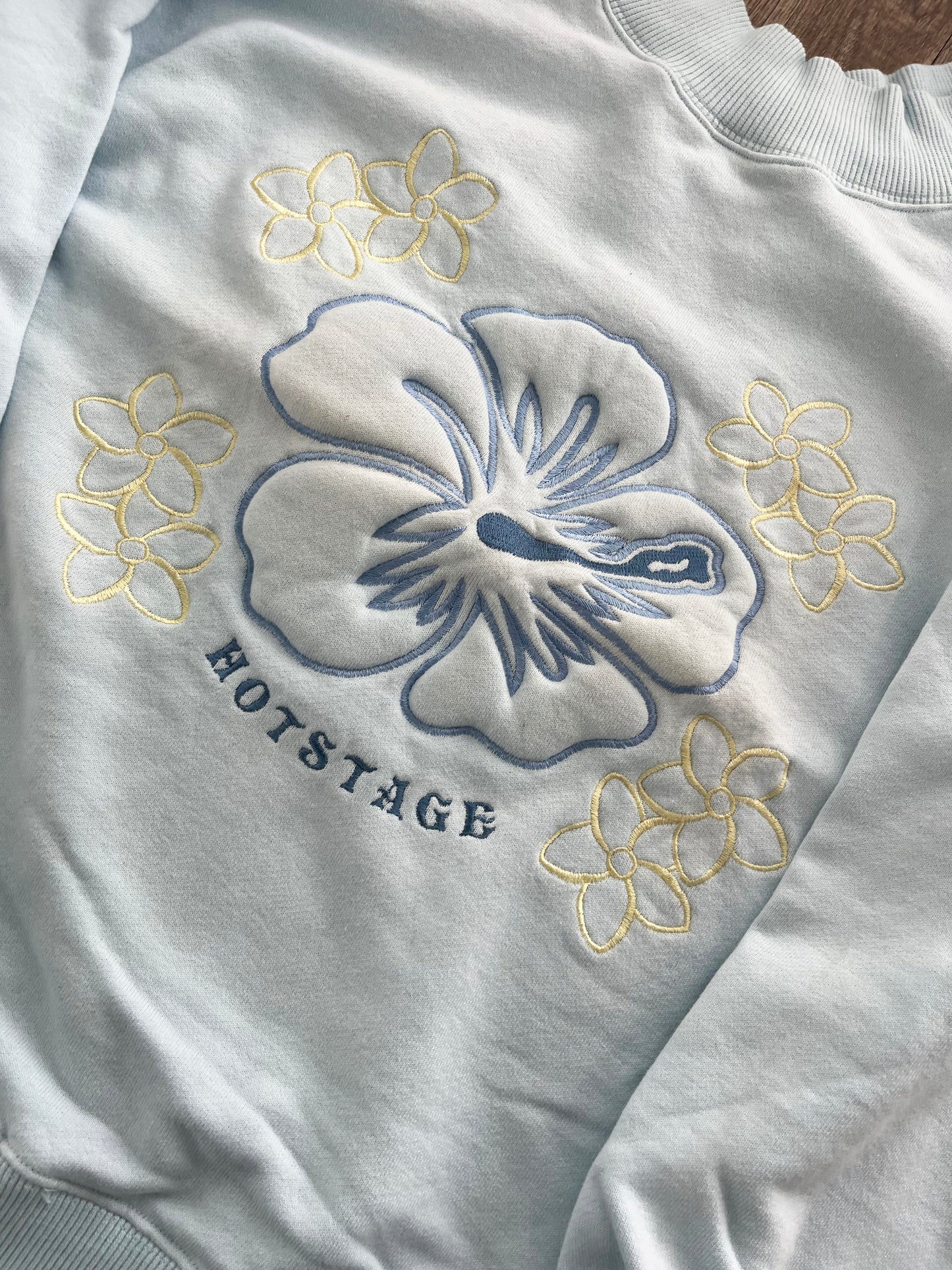 【Girls Surf Collection】90's HOT STAGE Hibiscus Sweat shirt Blue(Free size)