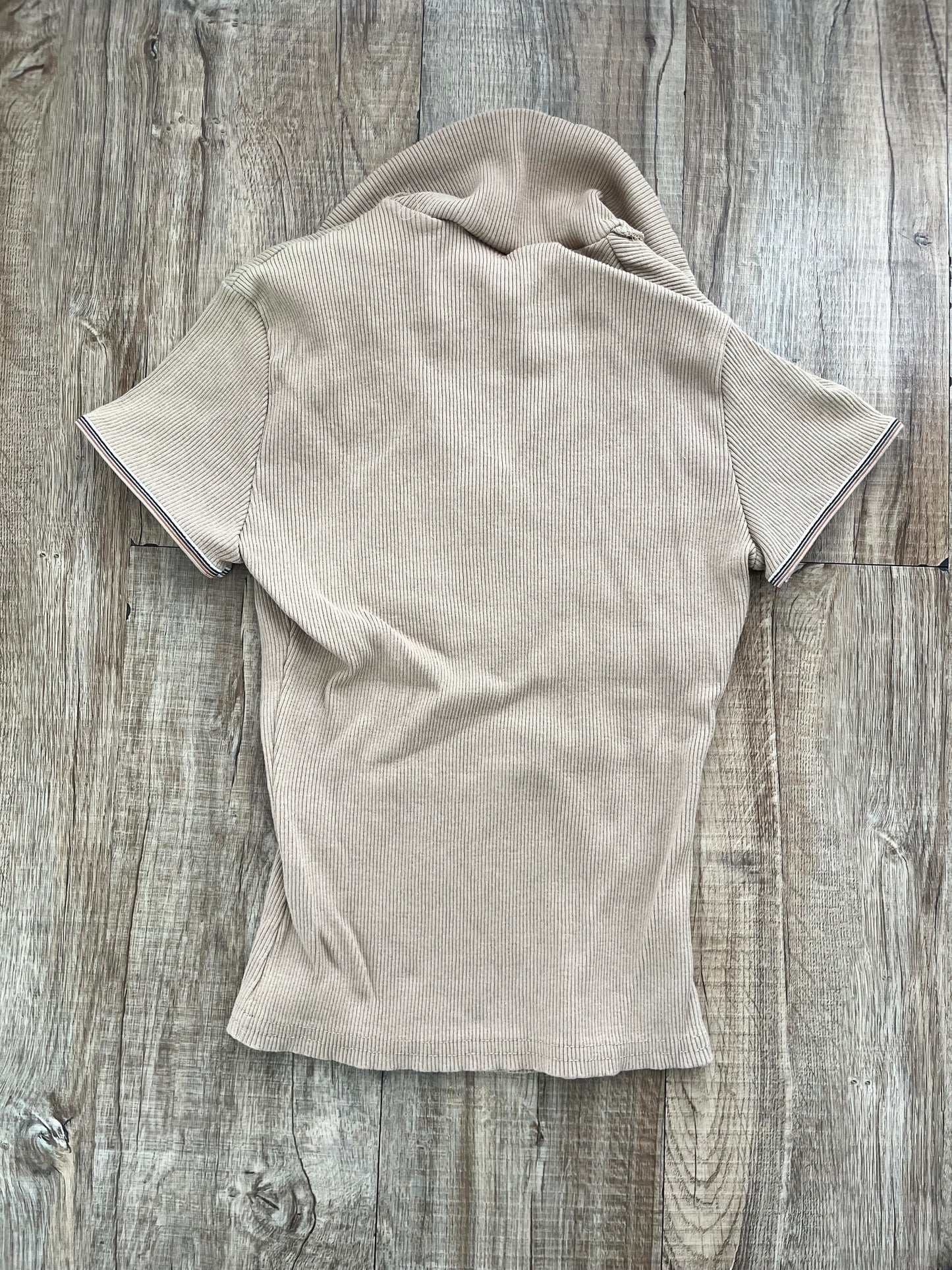 90's STOP HERE USA V-neck shirt Beige (SMALL)