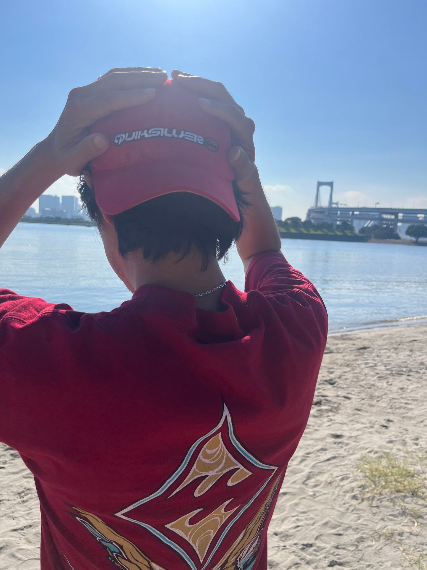 【USED】Quiksilver FLEXFIT Cap Red