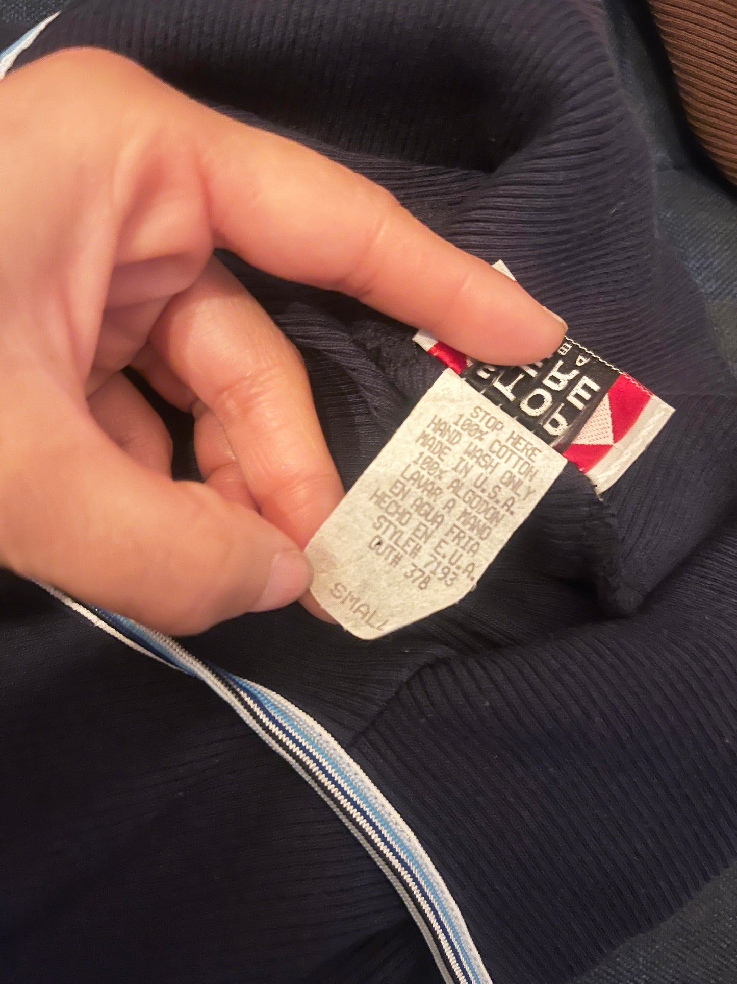 90's STOP HERE USA V-neck shirt Navy 2(SMALL)