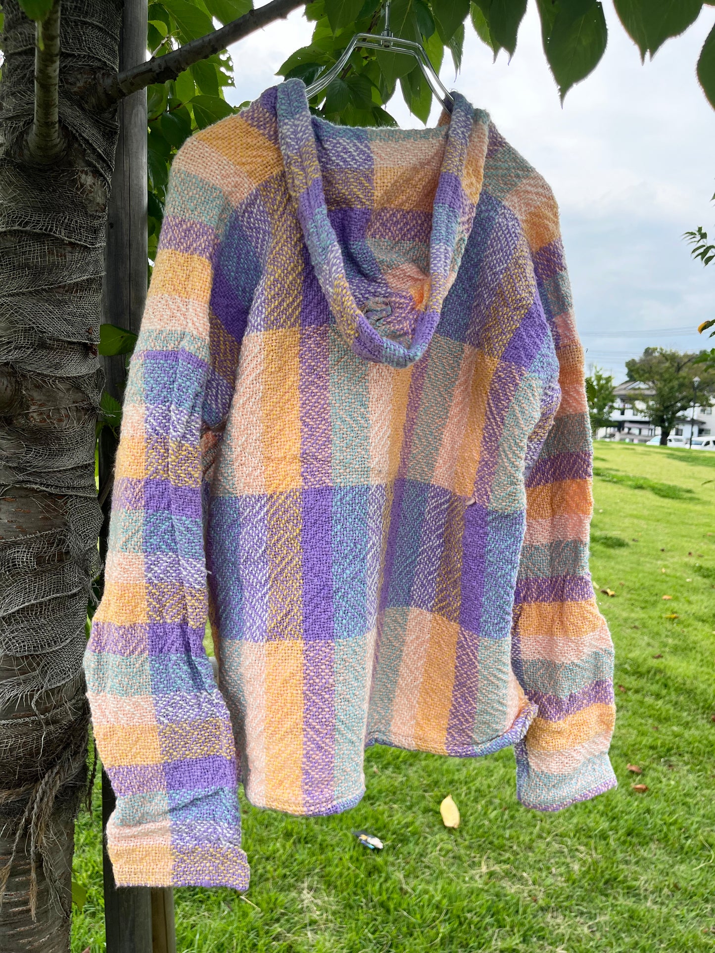 Pastel check pattan Baja Hoodie Mexican parka (women's XL)
