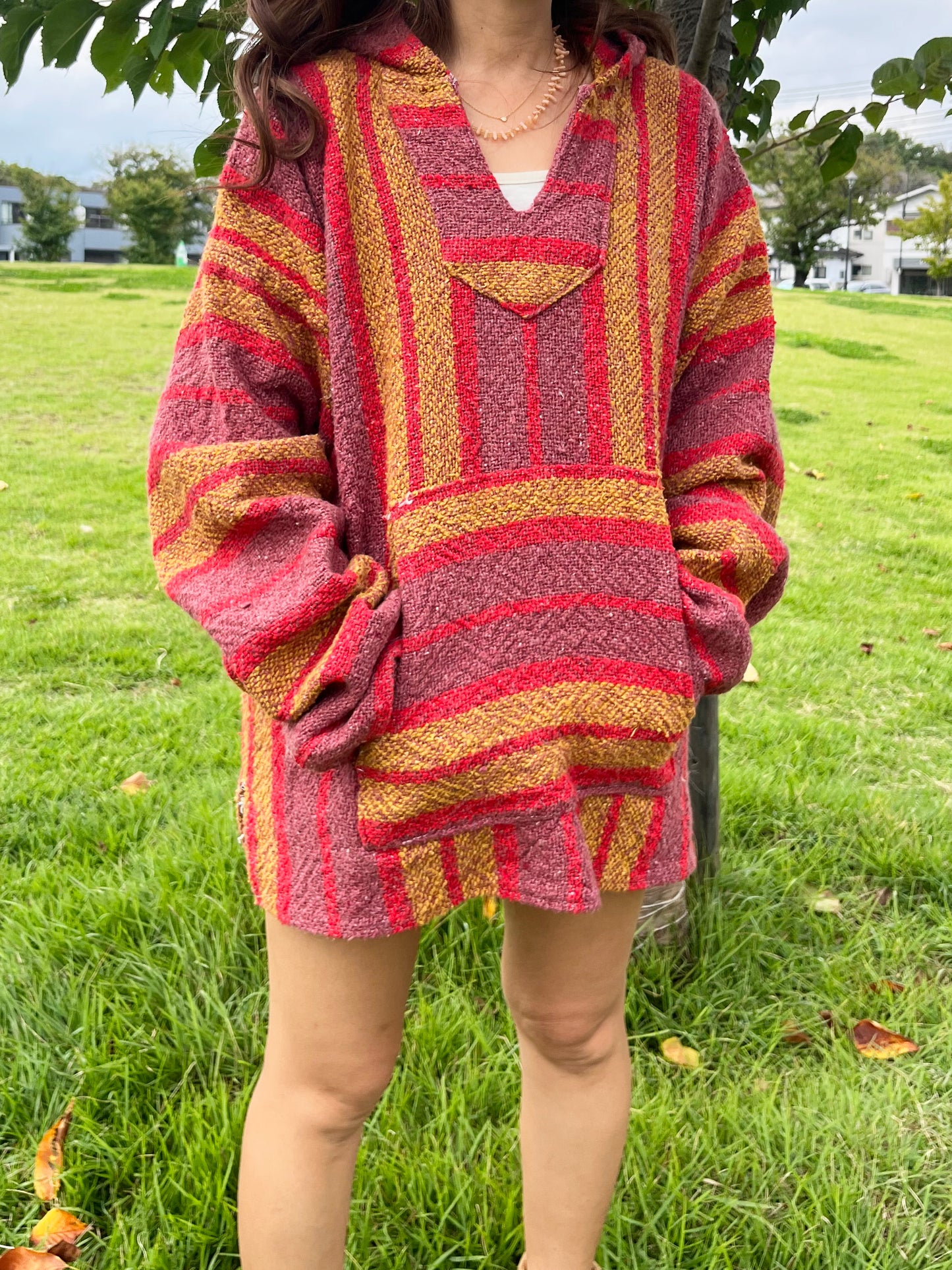 Red gradient Baja Hoodie Mexican Parka (Size XL)