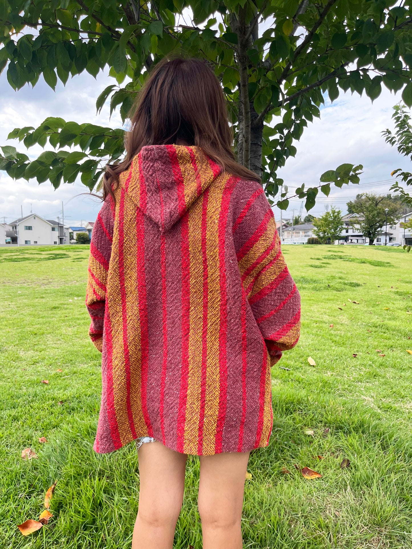 Red gradient Baja Hoodie Mexican Parka (Size XL)