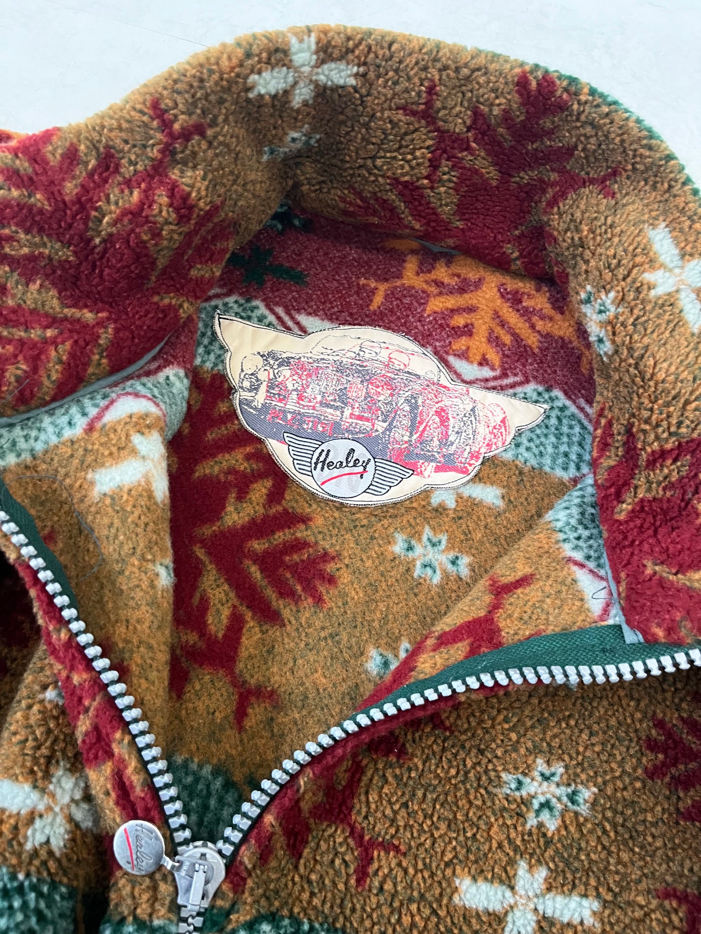 EURO vintage Healey Native Patten Zip UP Fleece Jacket (size XXL)