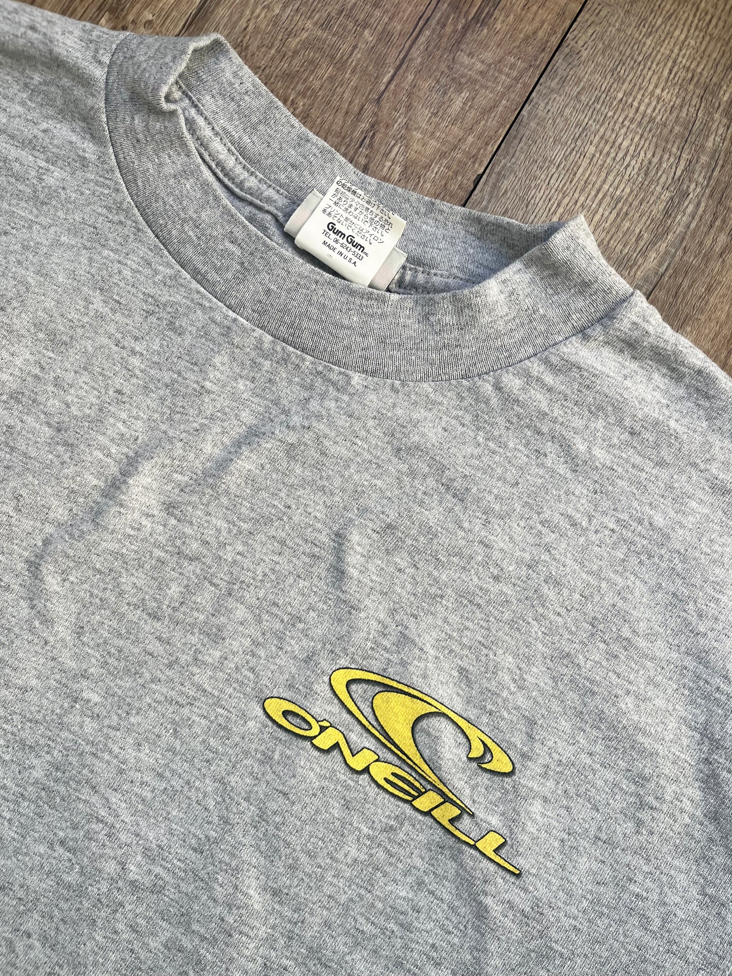 【DeadStock one wash】90's O'NEILL Hibiscus Big Logo T-shirt Grey (men's M)