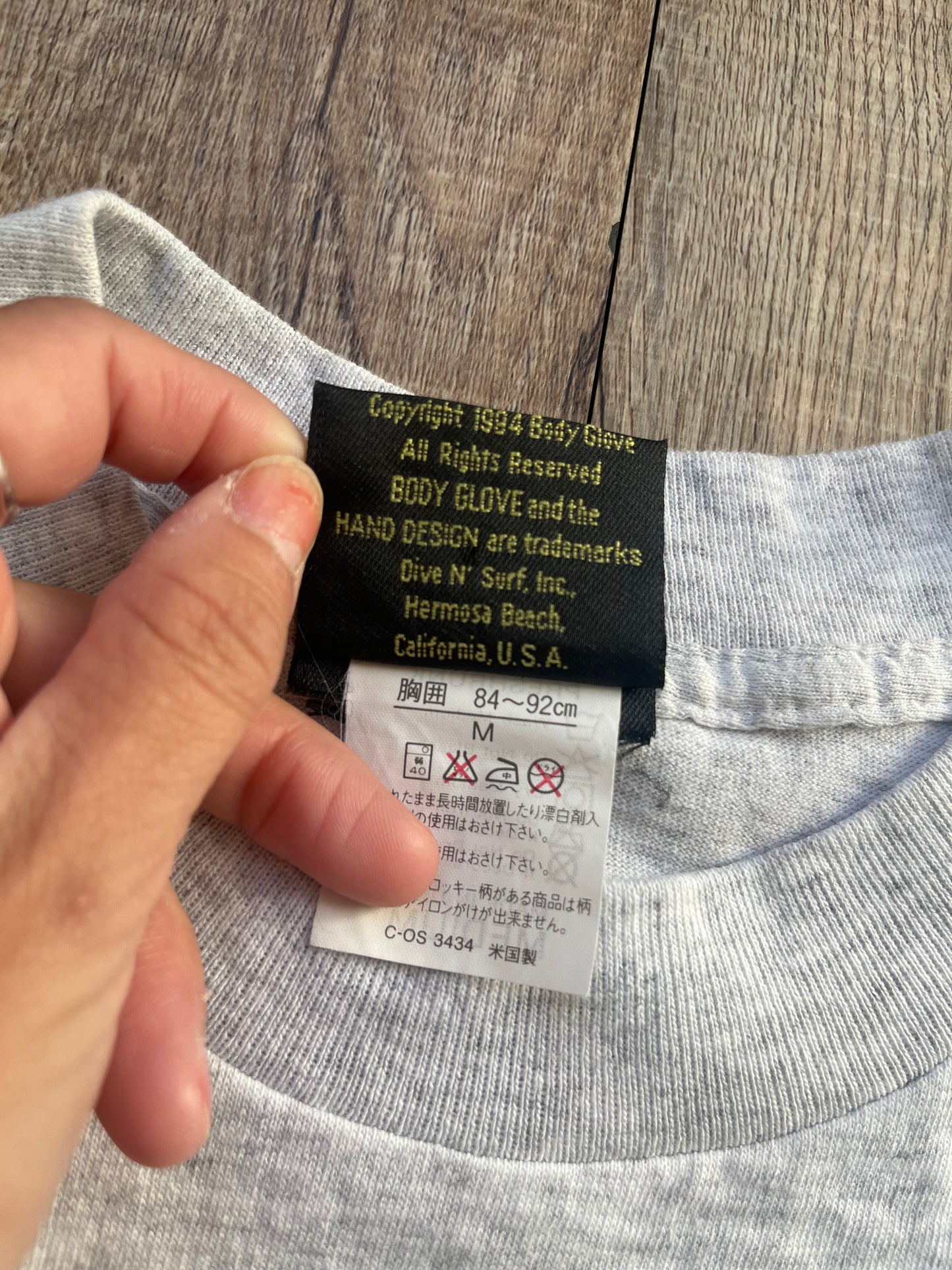 【BODY GLOVE】Dead Stock/one wash 80's vintage Big Logo T-shirt Gray Made in USA(men's M)