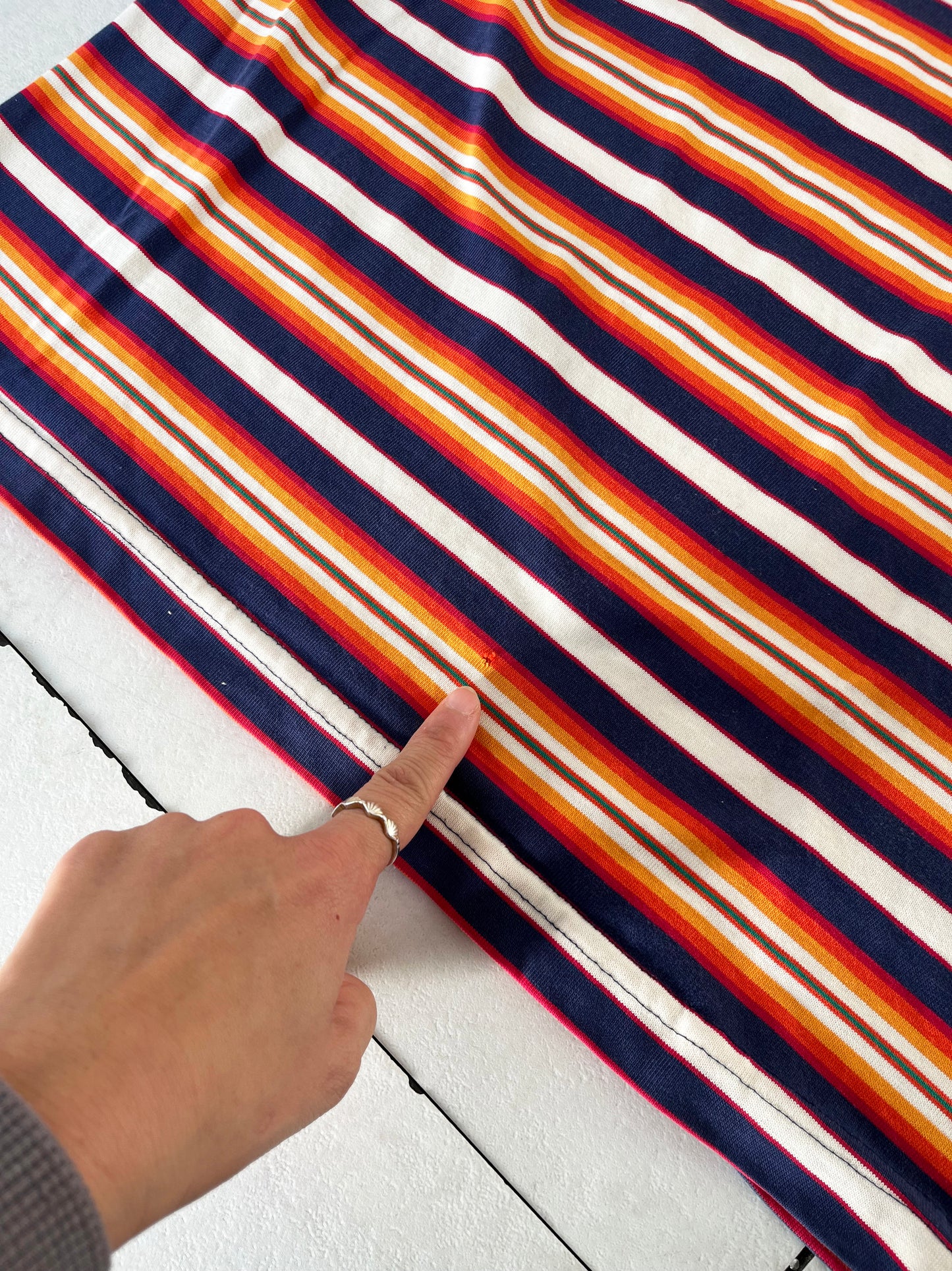 【vintage】90's Hang ten Surf Striped design T-shirt Made in USA(men's L)