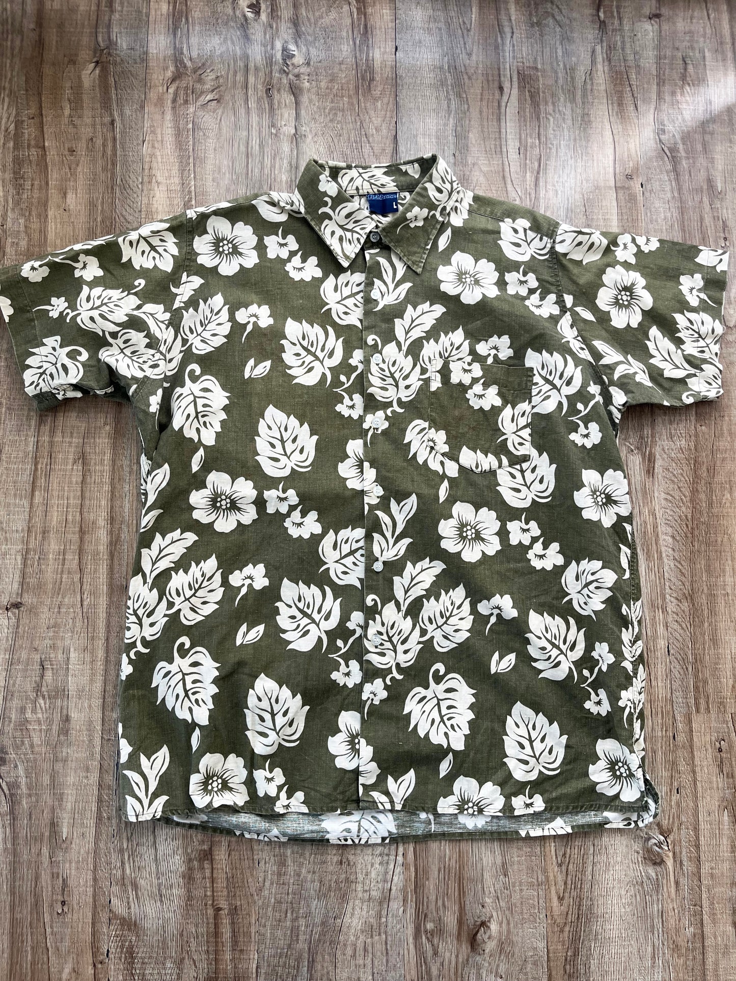90's fishbone Cotton aloha shirt (men's L)
