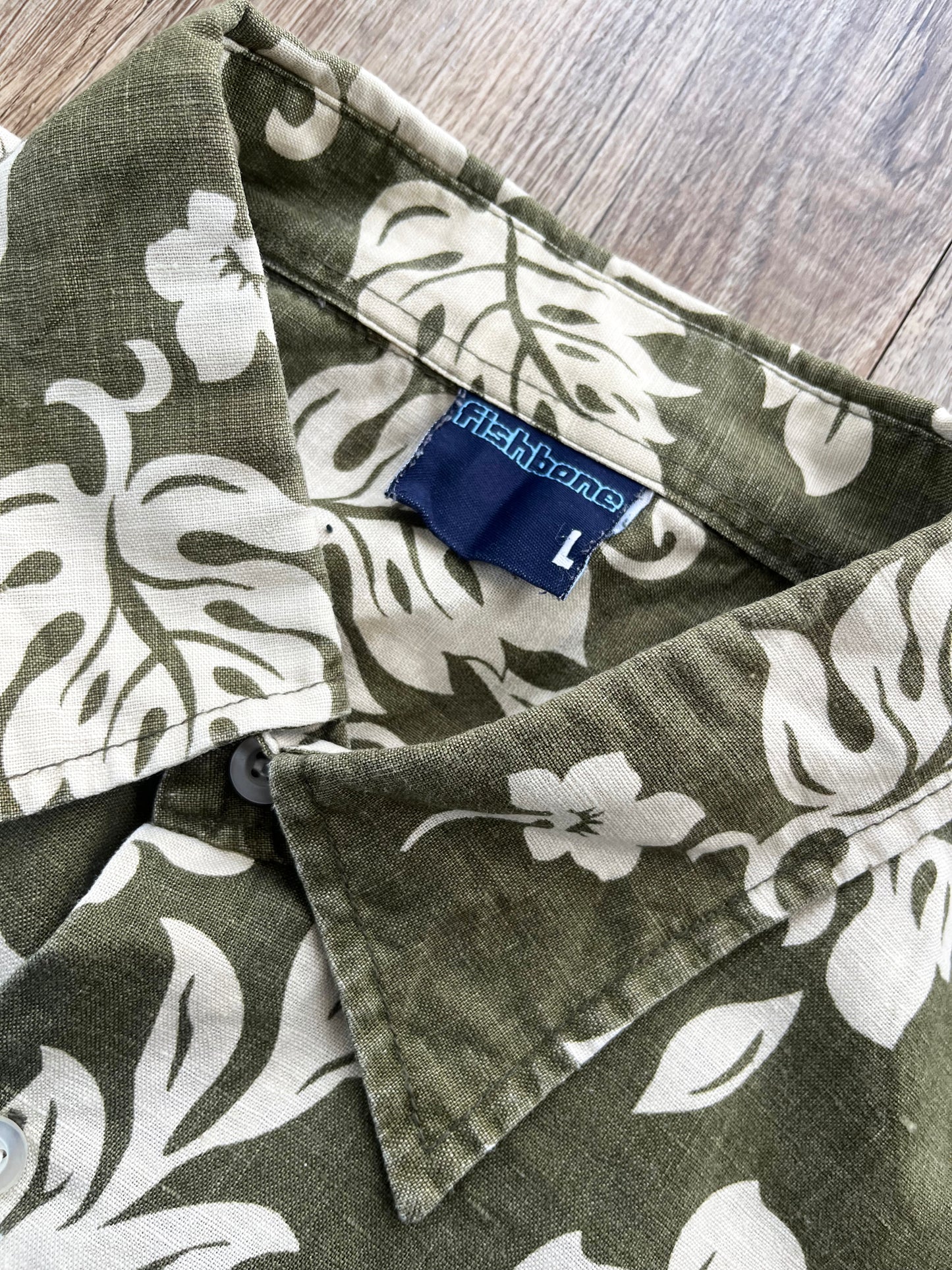 90's fishbone Cotton aloha shirt (men's L)