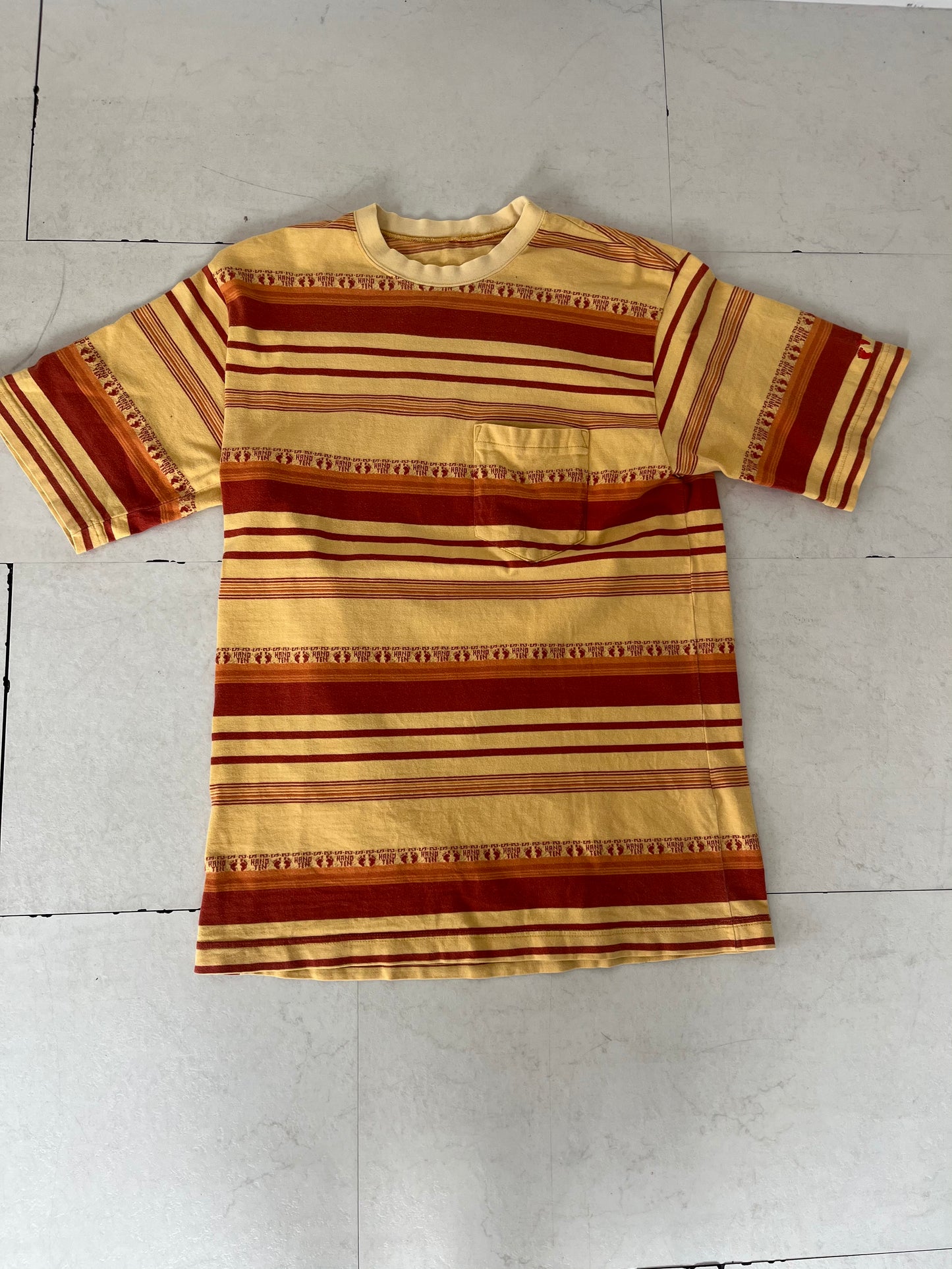 【Hang ten】00's Hang ten Striped Surf Pocket T-Shirt (men's XL)