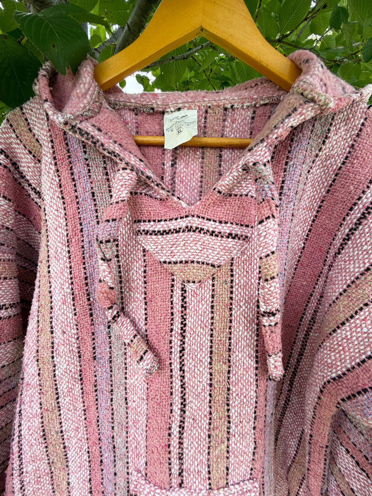 Baja Sol Pink Multi Stripe Baja Hoodie (size men's XL)