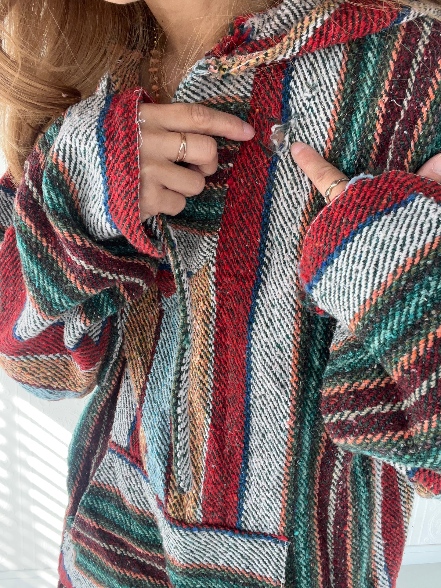 【BORO】MOLINA multi color mexican parka Baja Hoodie (men's XL)