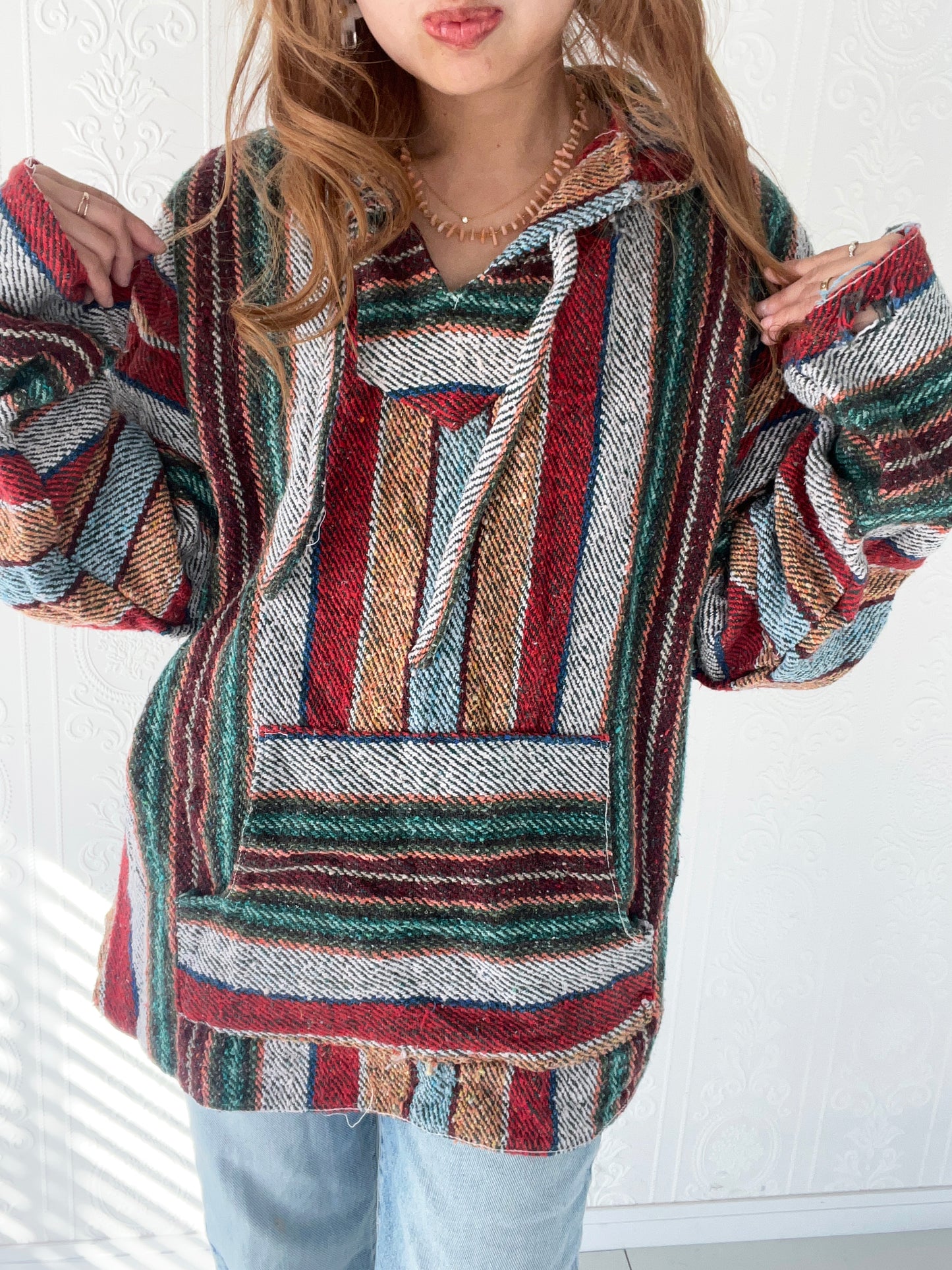 【BORO】MOLINA multi color mexican parka Baja Hoodie (men's XL)