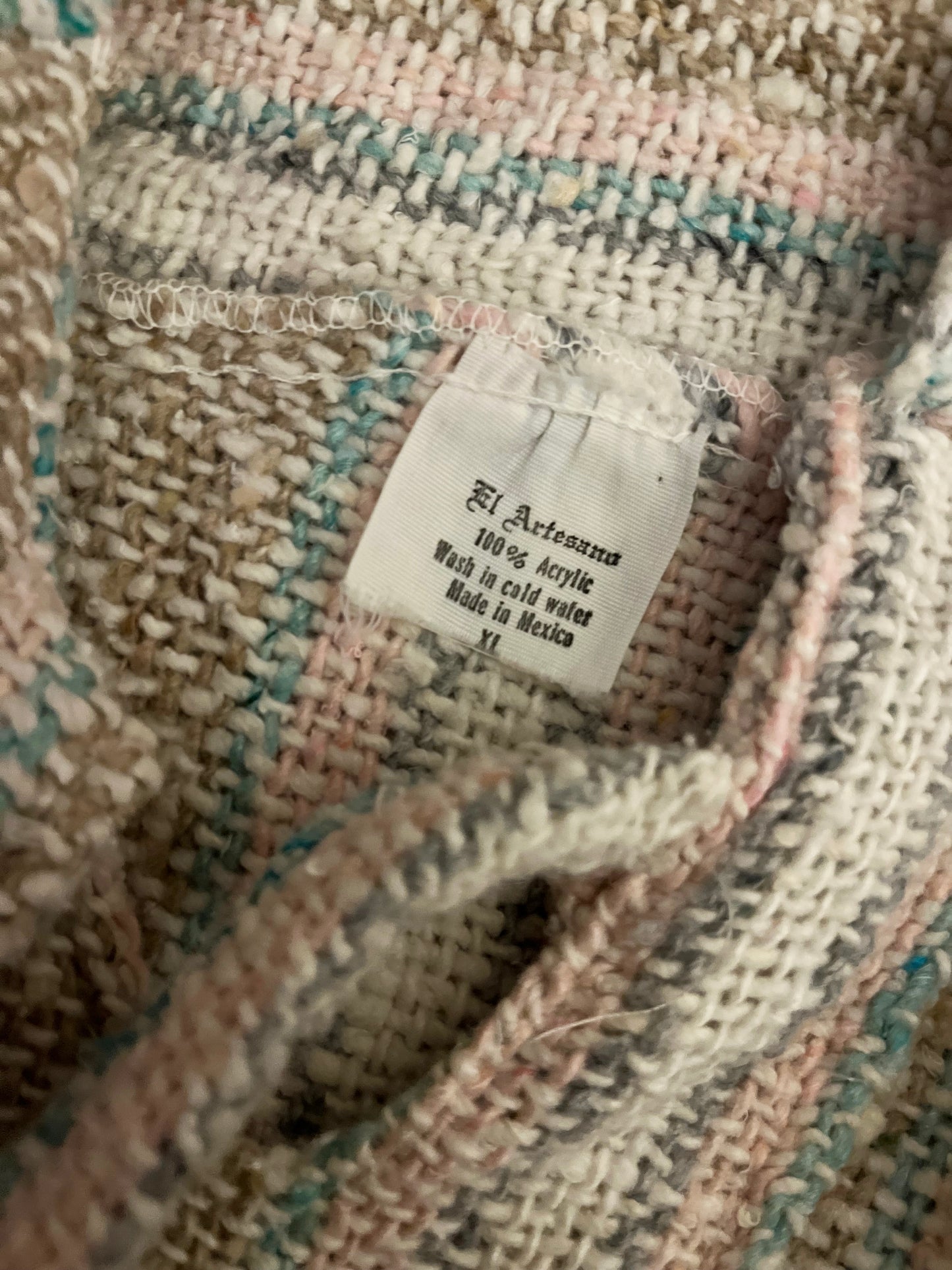 EL Artesano mexican parka Baja Hoodie メキシカンパーカー バハフーディー ピンクベージュ ストライプ(size XL)