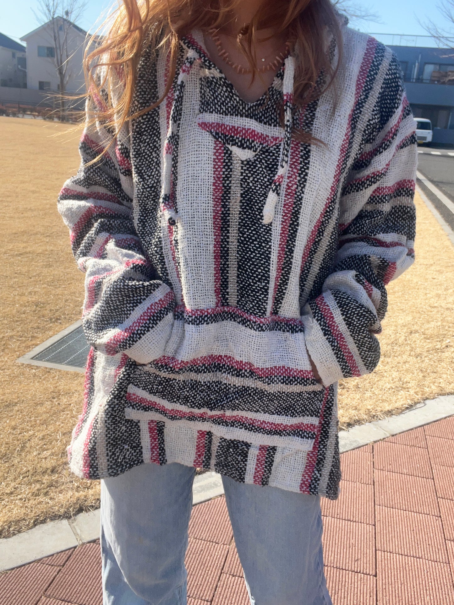 White color mexican parka Baja Hoodie (Size: L)