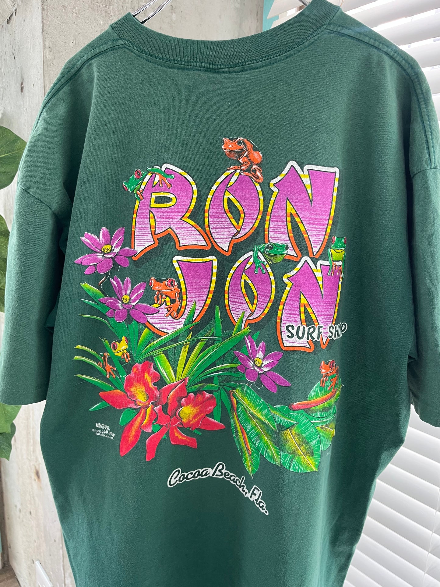 90's Ronjon Surf Shop "One Of King" frog pattern 1995 CoCoa Beach T-shirt (men's 2X-large)