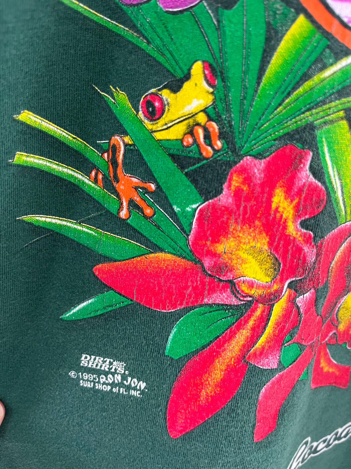 90's Ronjon Surf Shop "One Of King" frog pattern 1995 CoCoa Beach T-shirt (men's 2X-large)