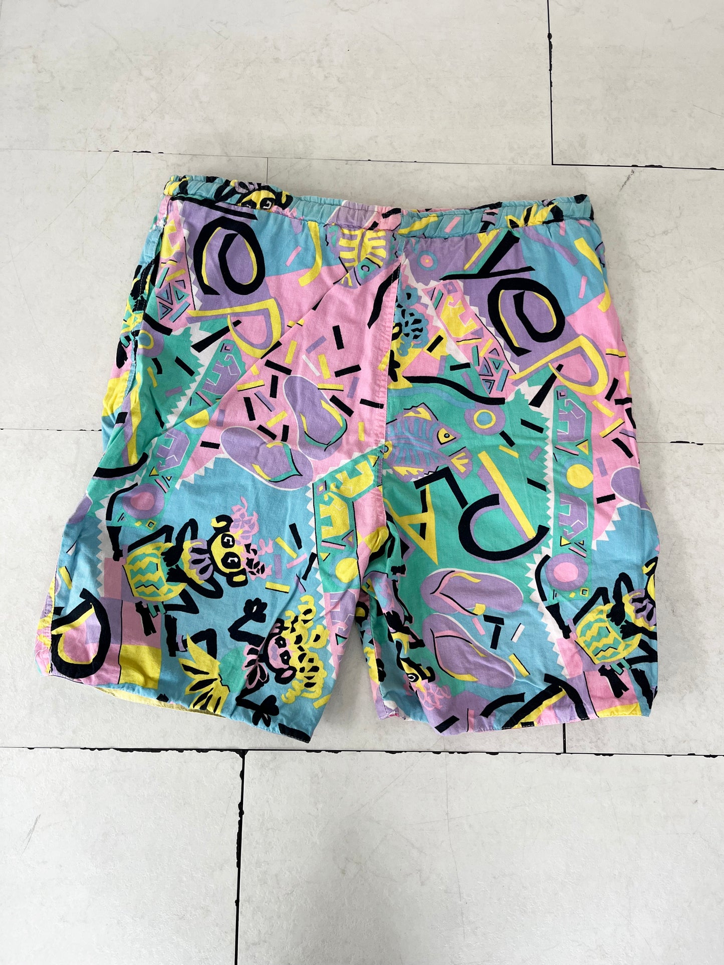 80's Wave Board Reversible Cotton Beach Shorts (men's XXL相当)