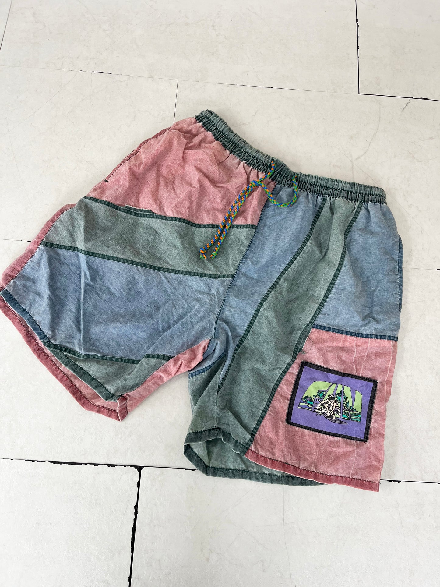 80's Euro vintage Fun surfing Nylon beach shorts (men's M)