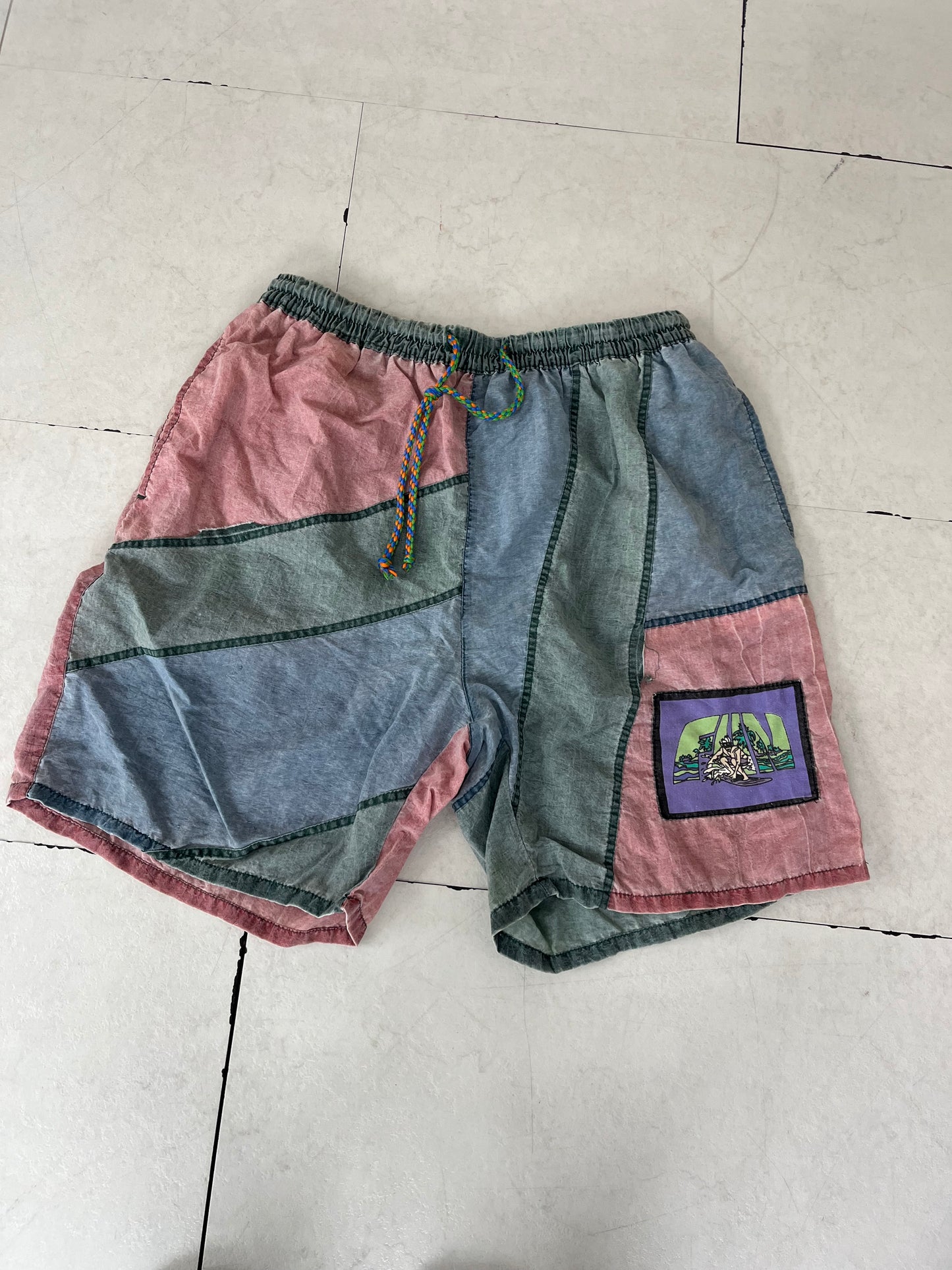 80's Euro vintage Fun surfing Nylon beach shorts (men's M)