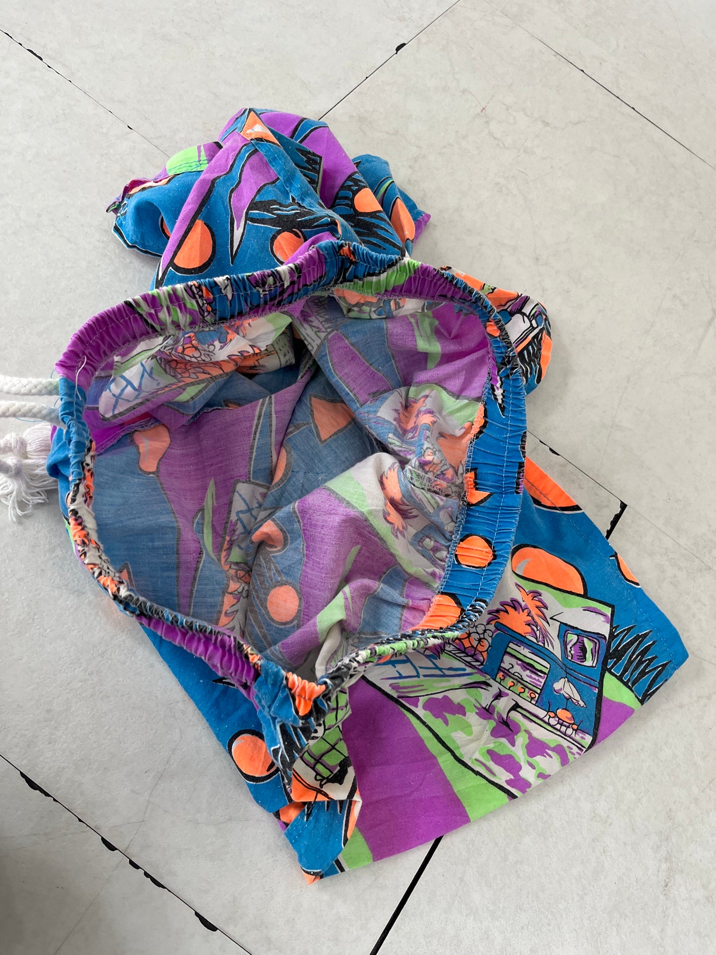 80's Euro vintage Neon surf Cotton Beach shorts (women's M /men's S相当)