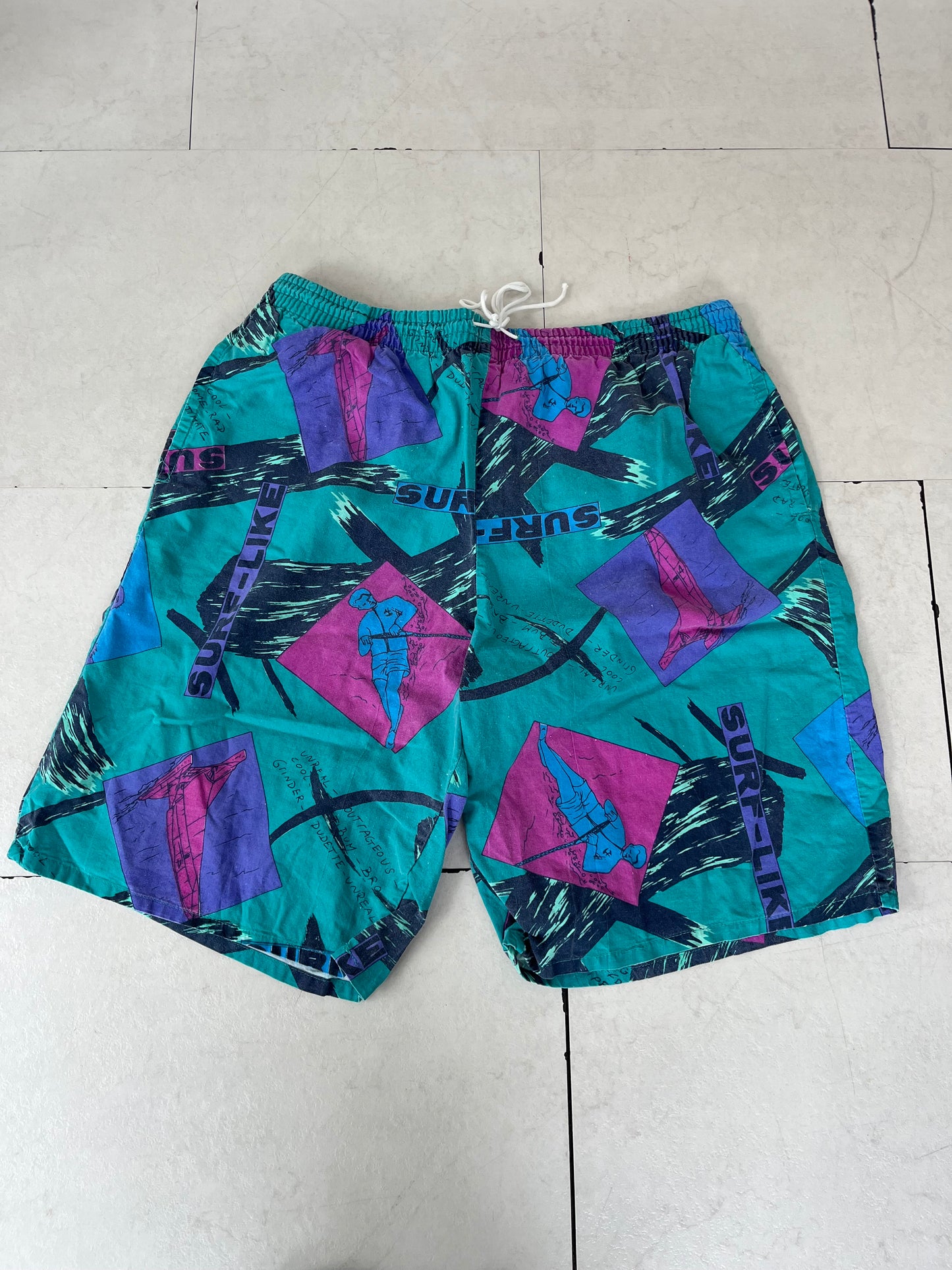 80's Euro vintage Surf-Like Cotton Beach shorts (men's XL相当)