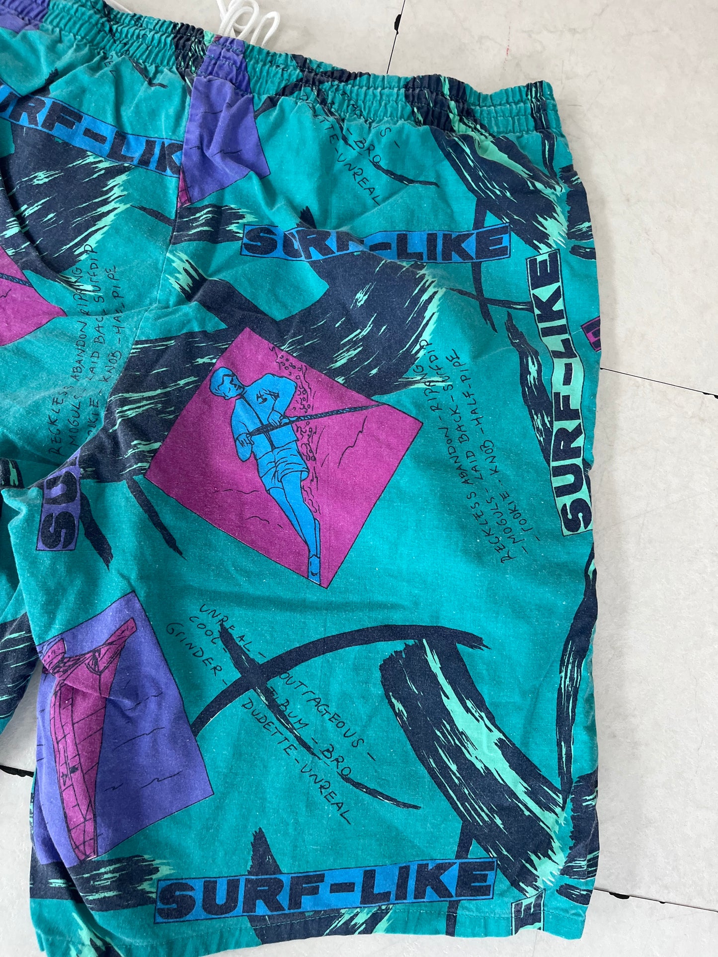 80's Euro vintage Surf-Like Cotton Beach shorts (men's XL相当)