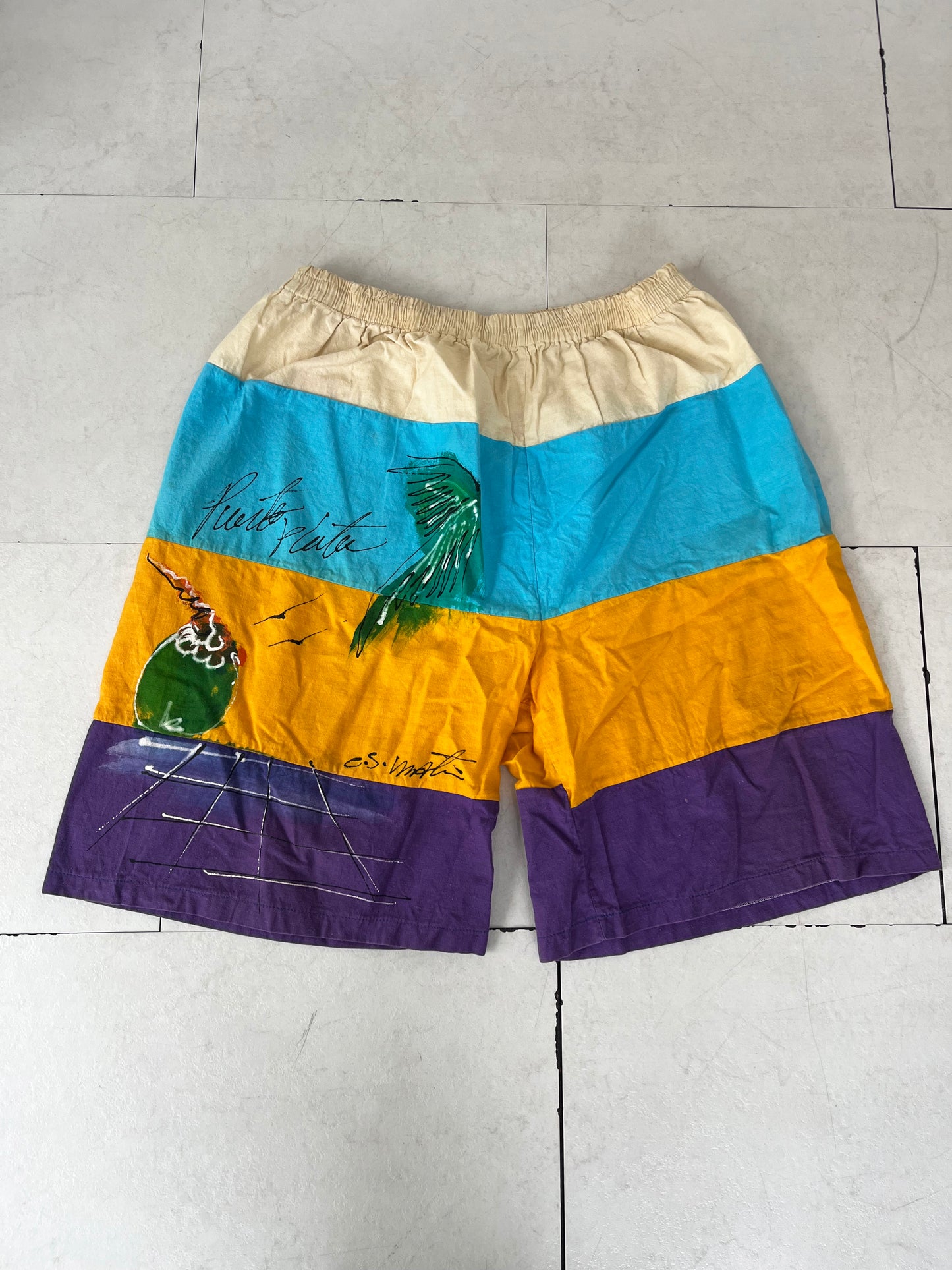 80's Euro vintage Poolside Cotton Beach Shorts (men's XL ※実際はmen's M-L相当)