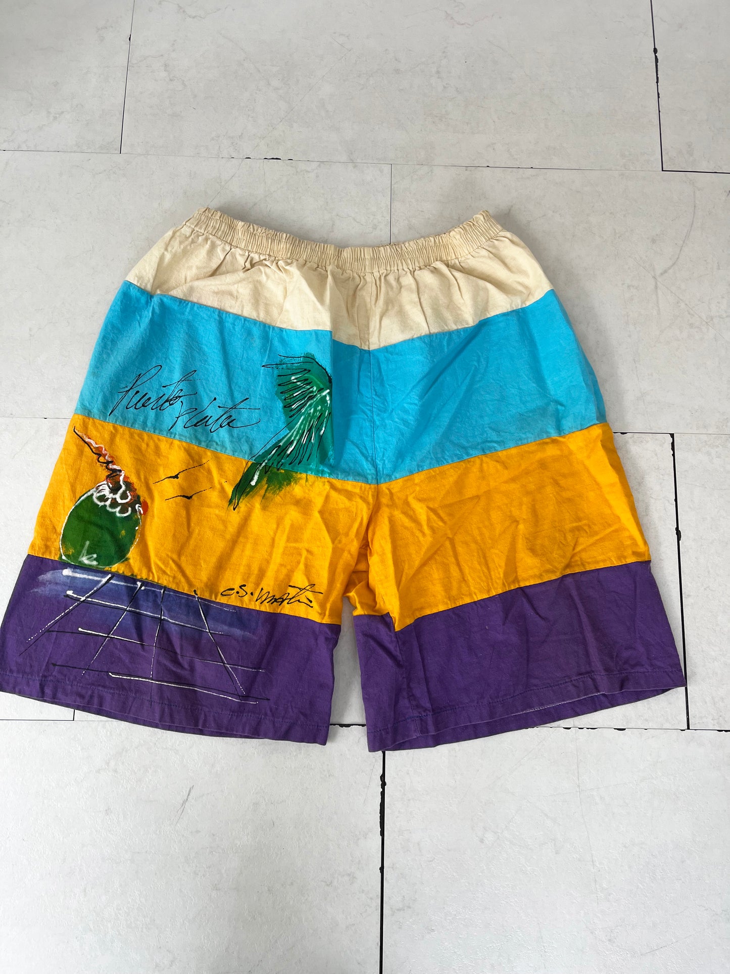 80's Euro vintage Poolside Cotton Beach Shorts (men's XL ※実際はmen's M-L相当)