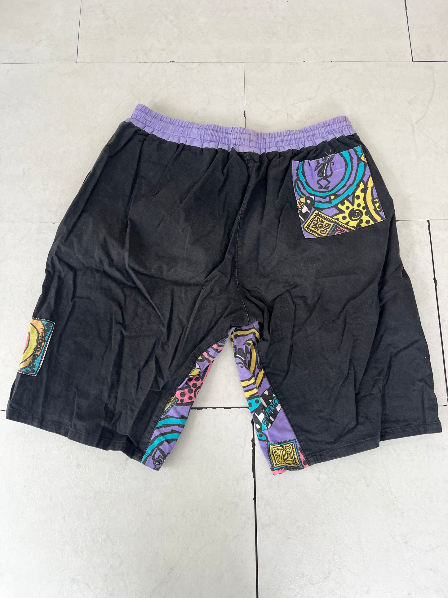 80's Black WILD Surfers Cotton Beach Shorts (men's XL)