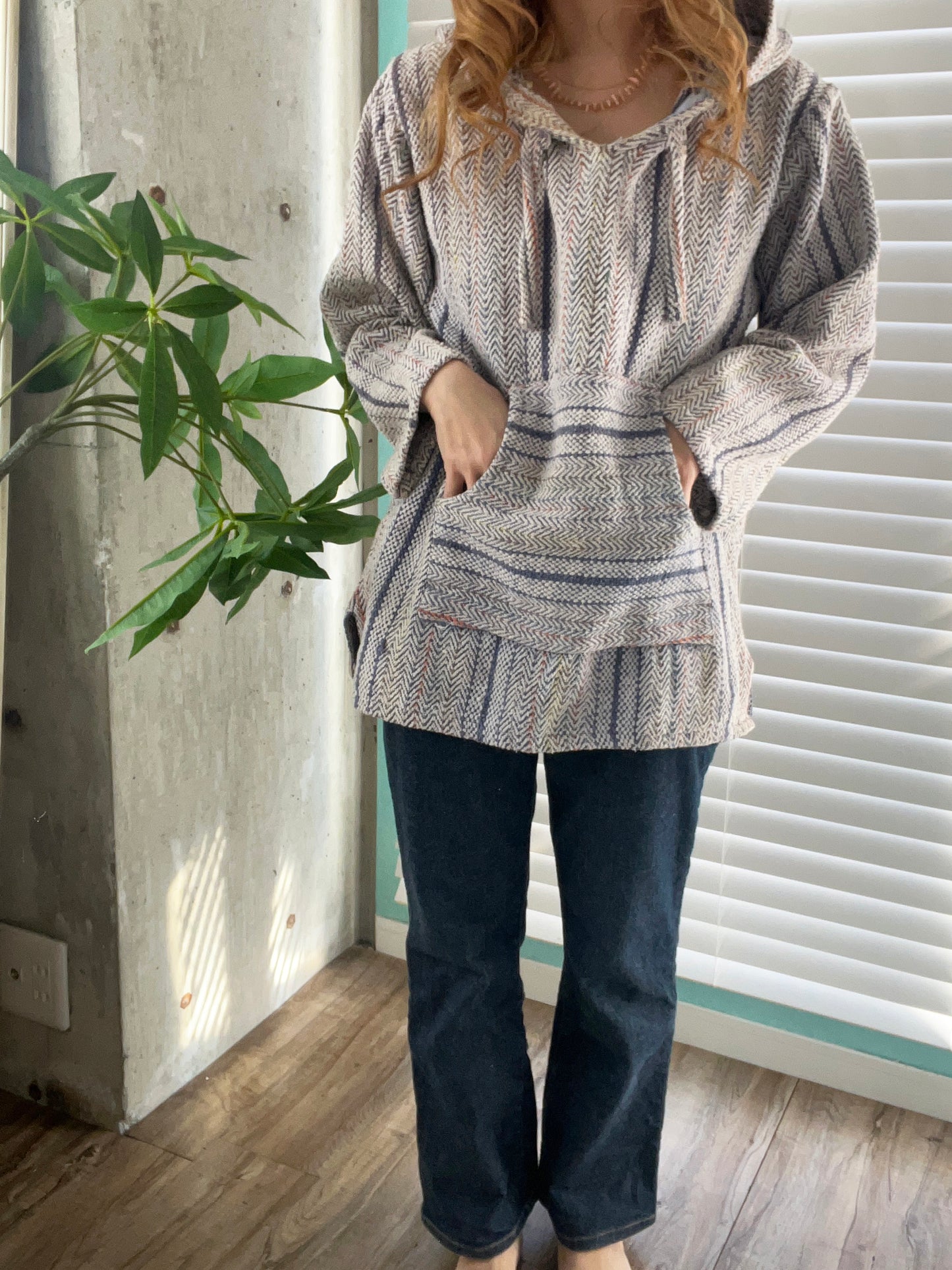 Light Blue mexican parka Baja Hoodie (About women's L)