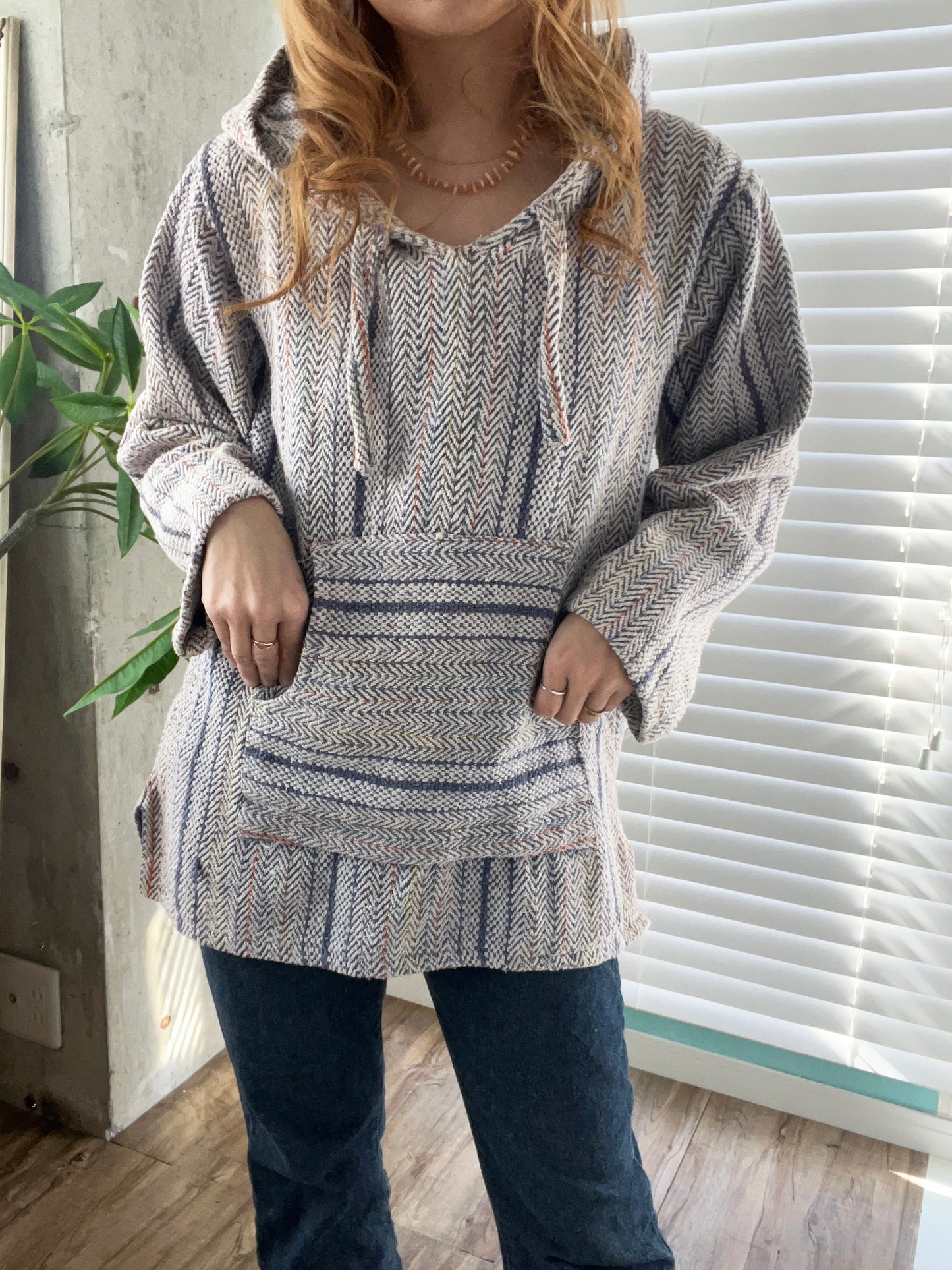 Light Blue mexican parka Baja Hoodie (About women's L)