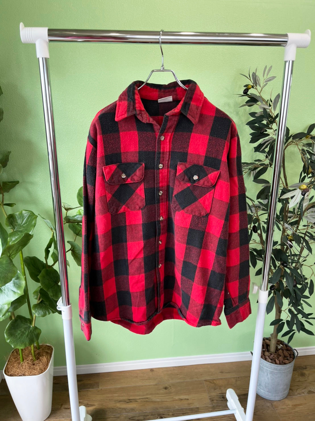 90's FIVE BROTHER Heavy Flannel shirts Red (men's L)