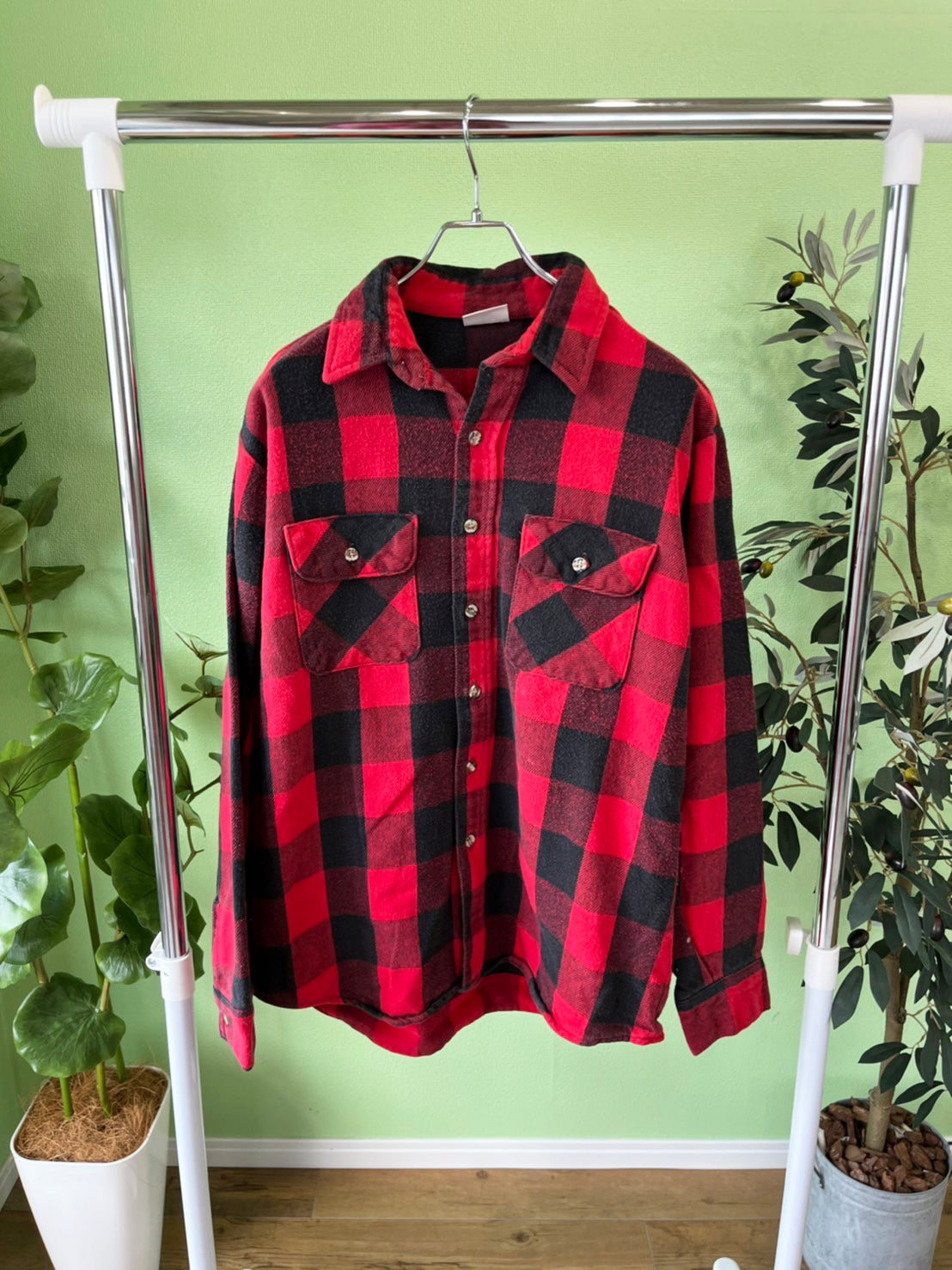 90's FIVE BROTHER Heavy Flannel shirts Red (men's L)