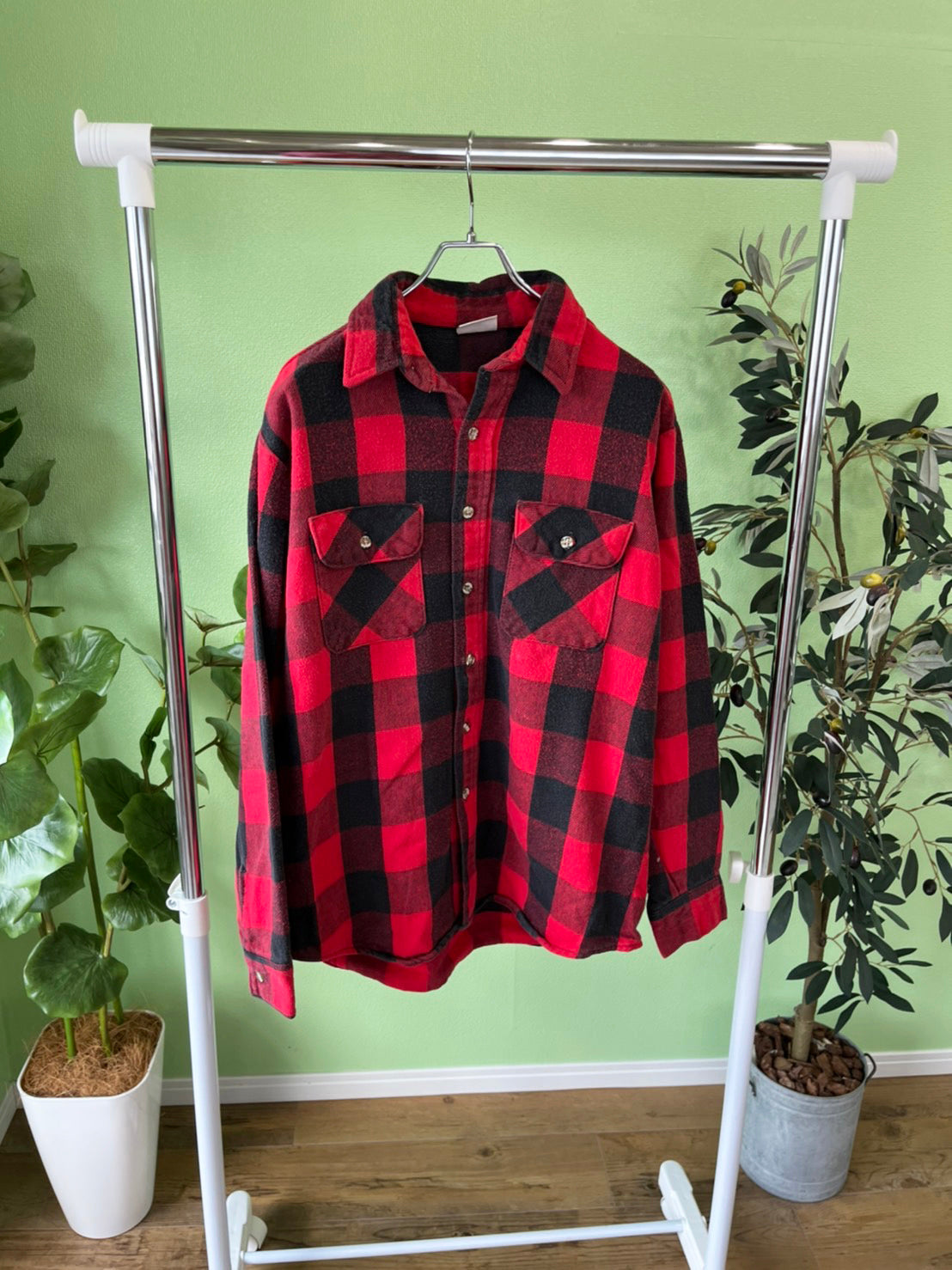 90's FIVE BROTHER Heavy Flannel shirts Red (men's L)