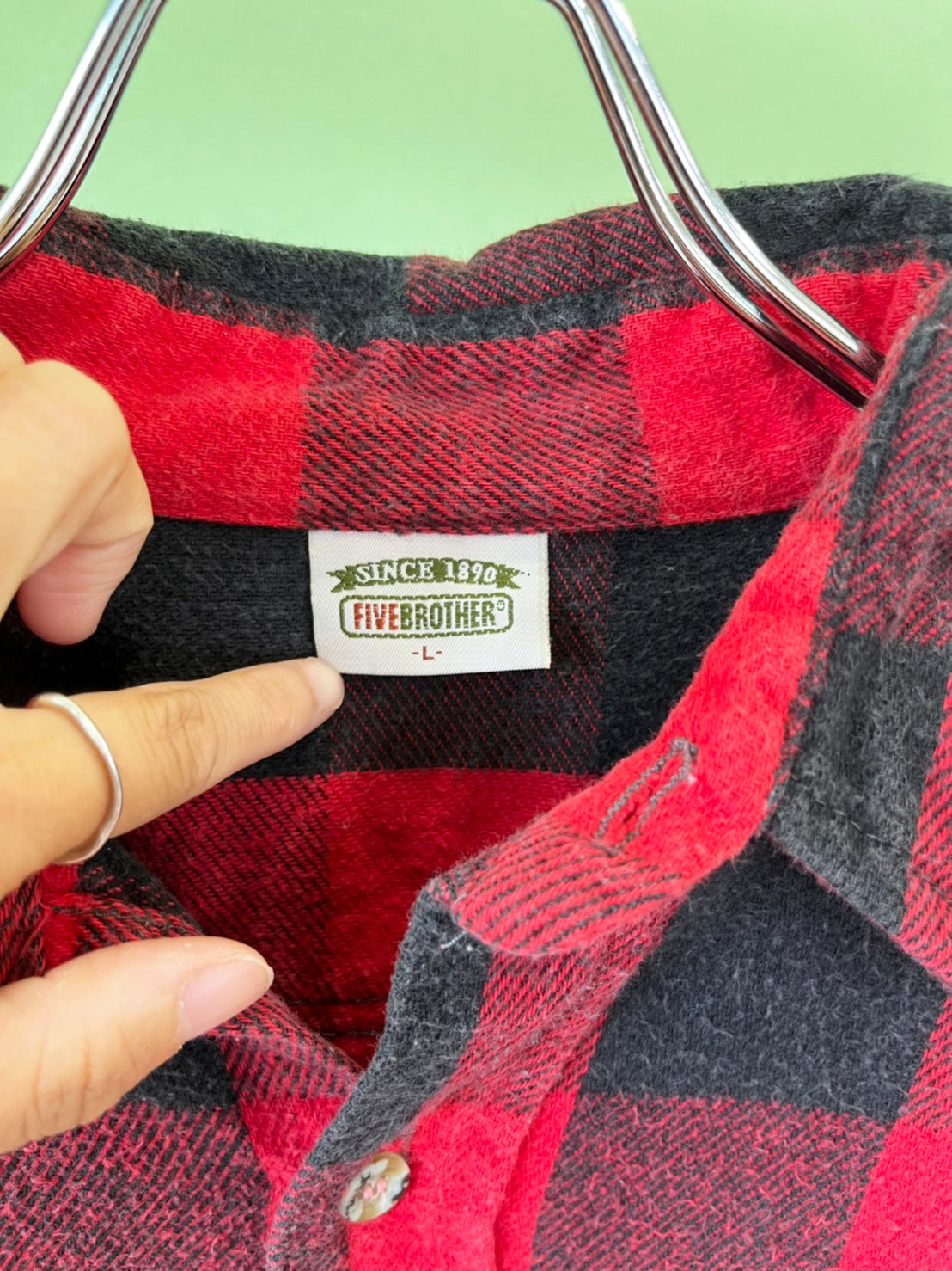 90's FIVE BROTHER Heavy Flannel shirts Red (men's L)