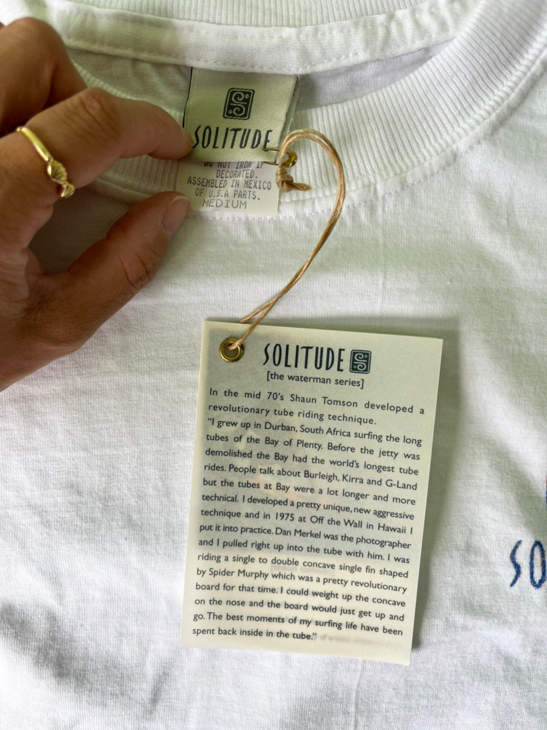 【Solitude】90's vintage surf the waterman series Shaun Tomson T-shirt (men's L)※カード付き