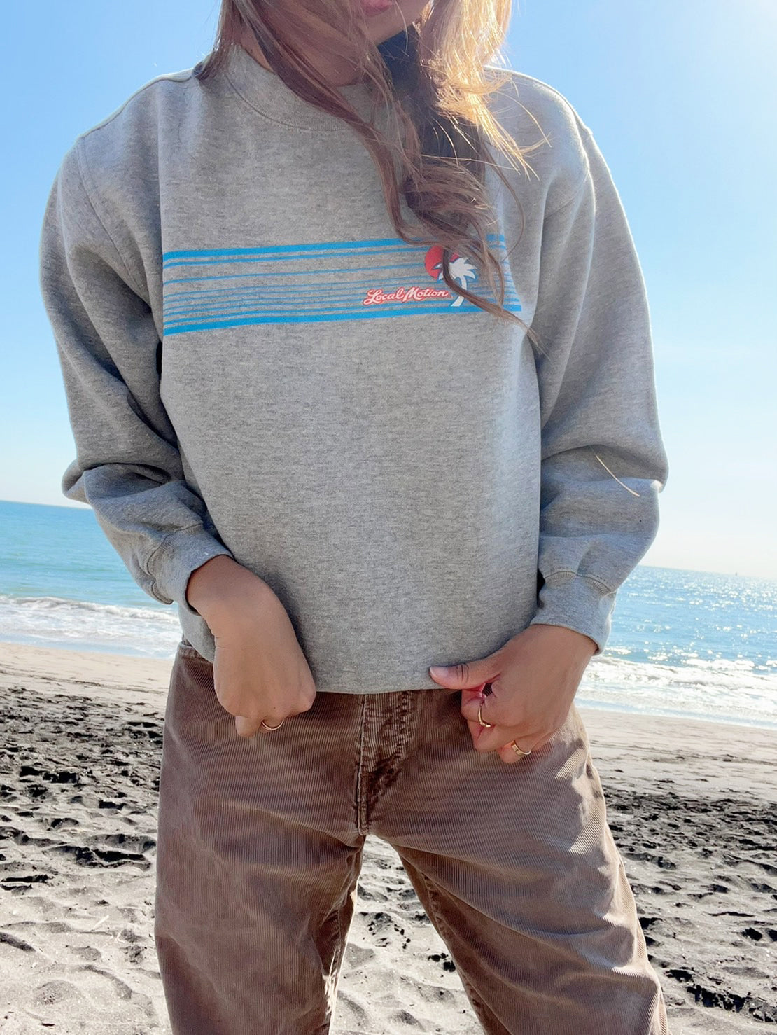 【Local motion】Y2K surf sweat shirts Gray (women's M)