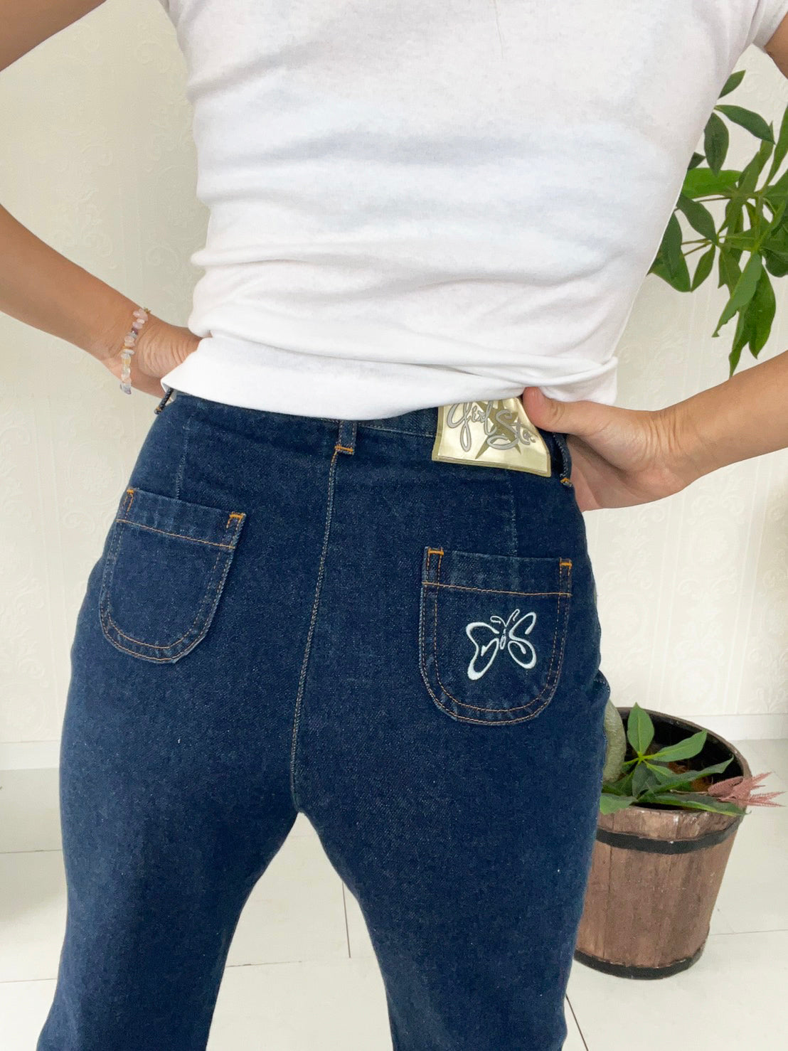 【Girl star】90's Girl star Butterfly denim pants (women's M)