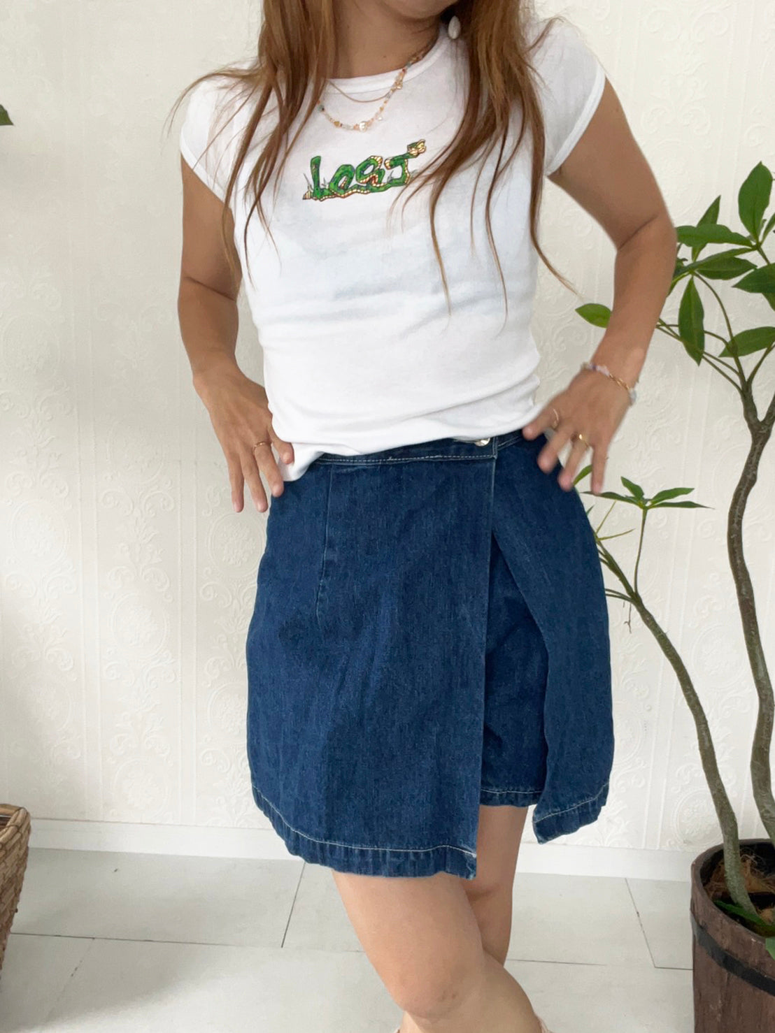 【SPOT SPORTS】90's spot sports Europian beach split skirt (women's S)