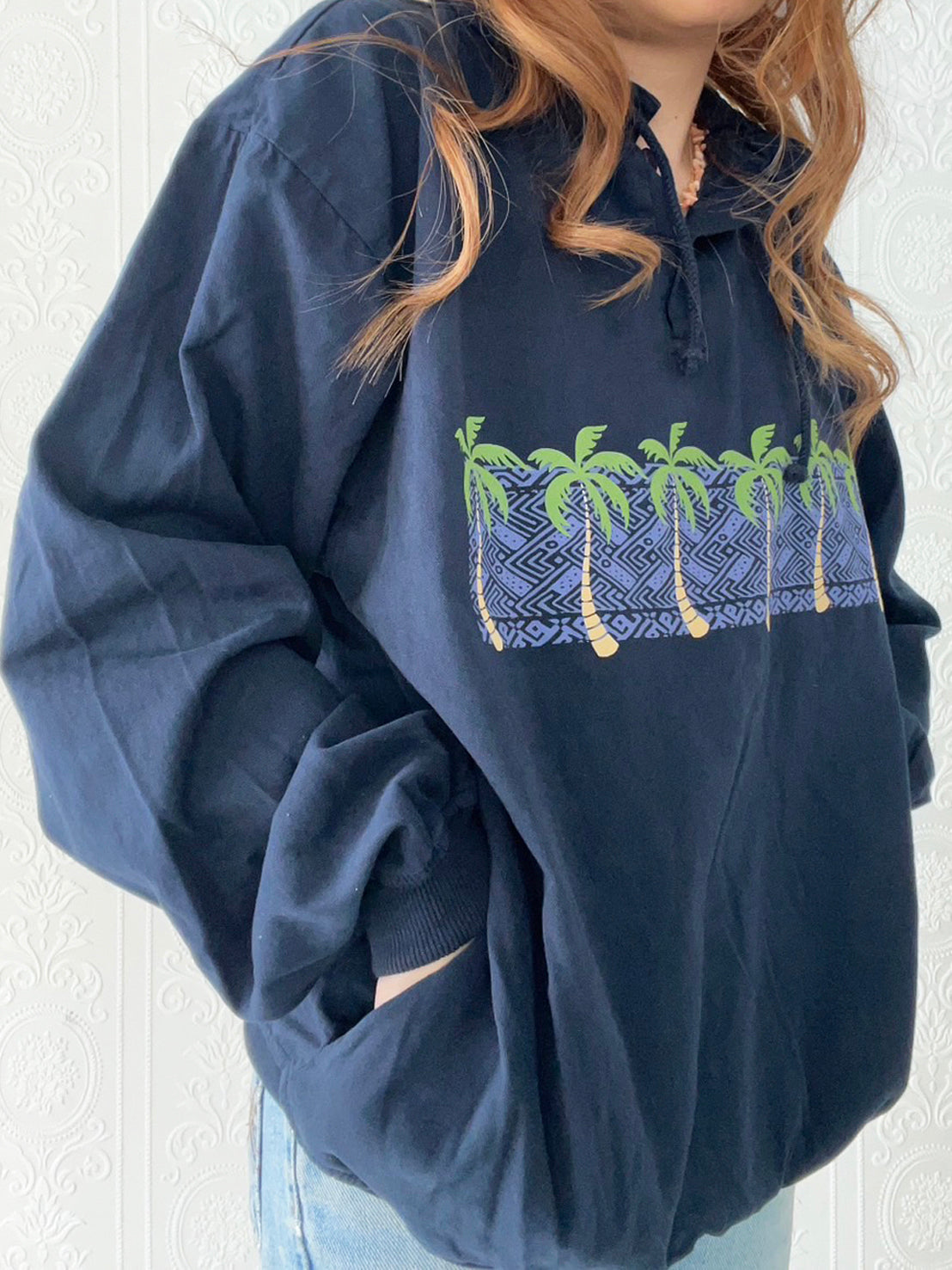 【Crazy shirt】90's Crazy shirt Hawaii palm tree Cotton pullover(women's M)