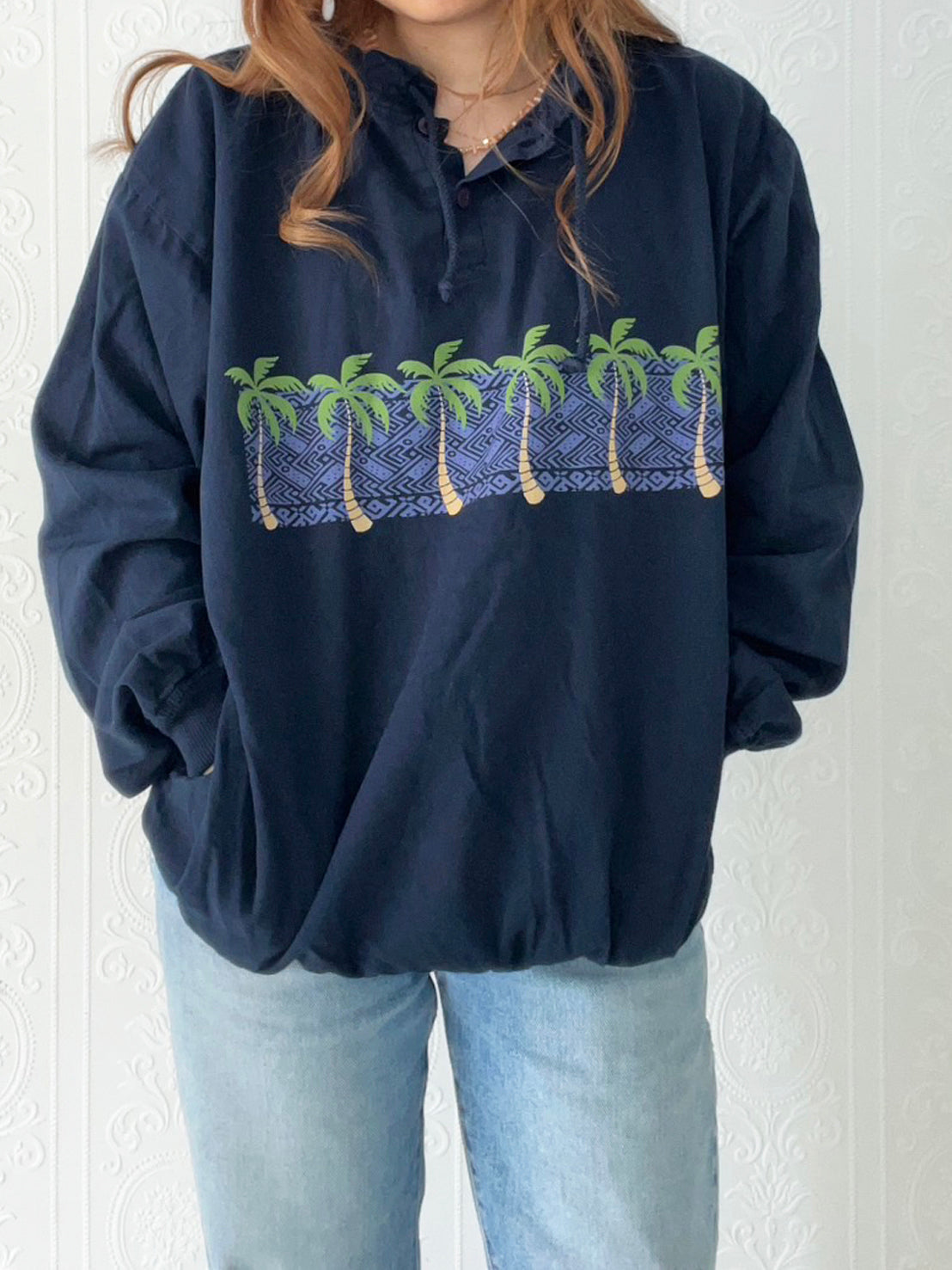 【Crazy shirt】90's Crazy shirt Hawaii palm tree Cotton pullover(women's M)
