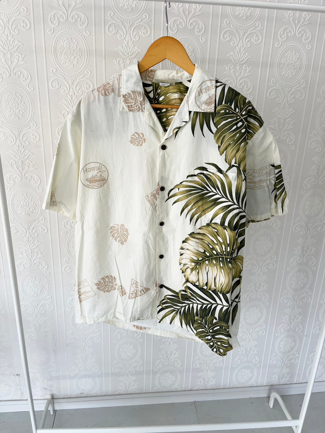 【winnie fashion】 All Over Pattan cottton Aloha Shirt (men's XL)