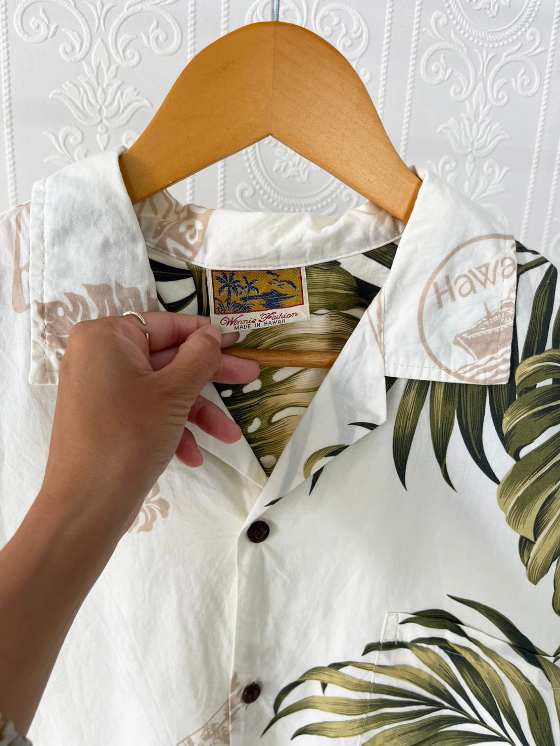 【winnie fashion】 All Over Pattan cottton Aloha Shirt (men's XL)