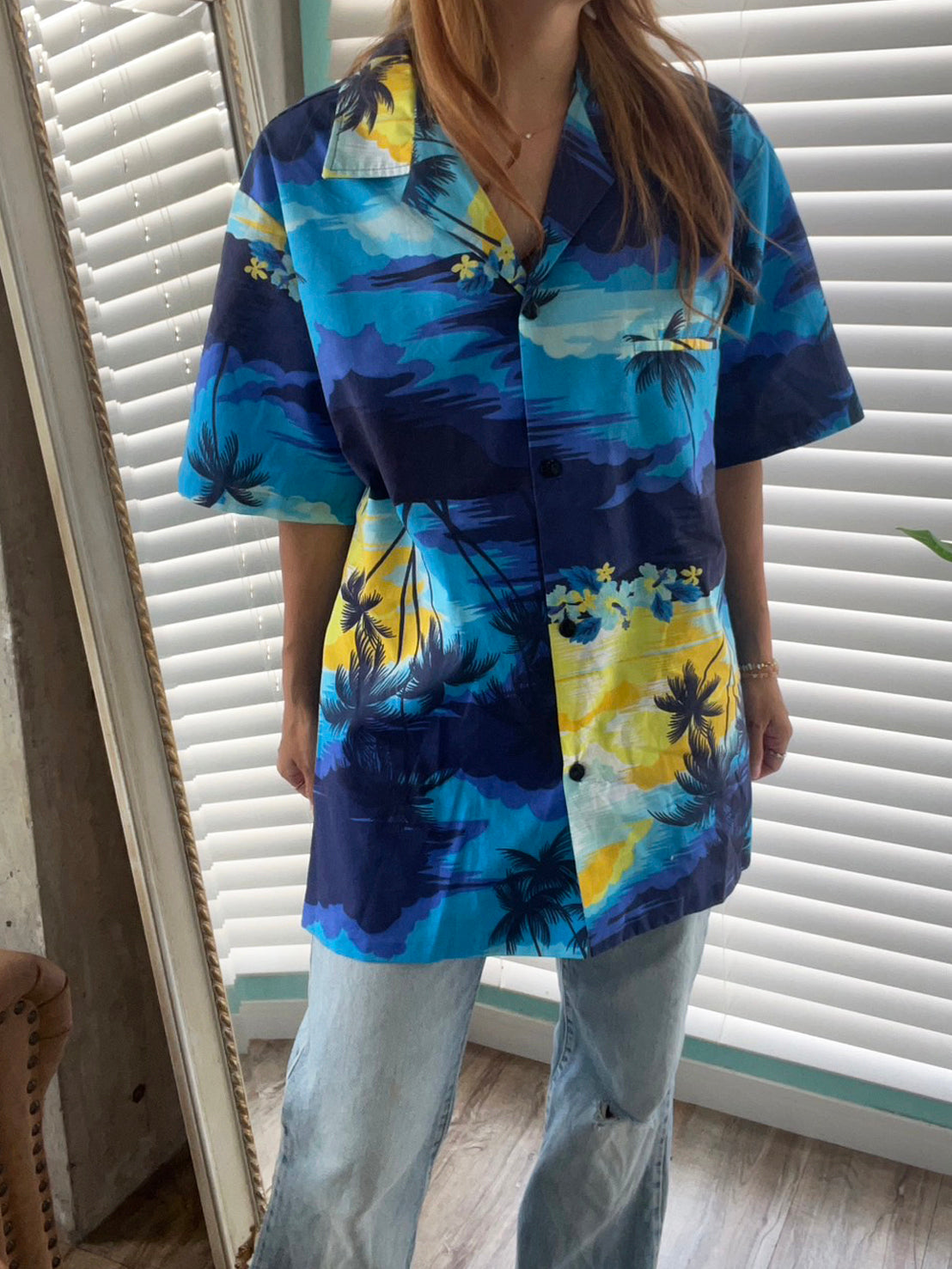 【Helena's】 70's vintage All Over Pattan Aloha Shirt (men's L)